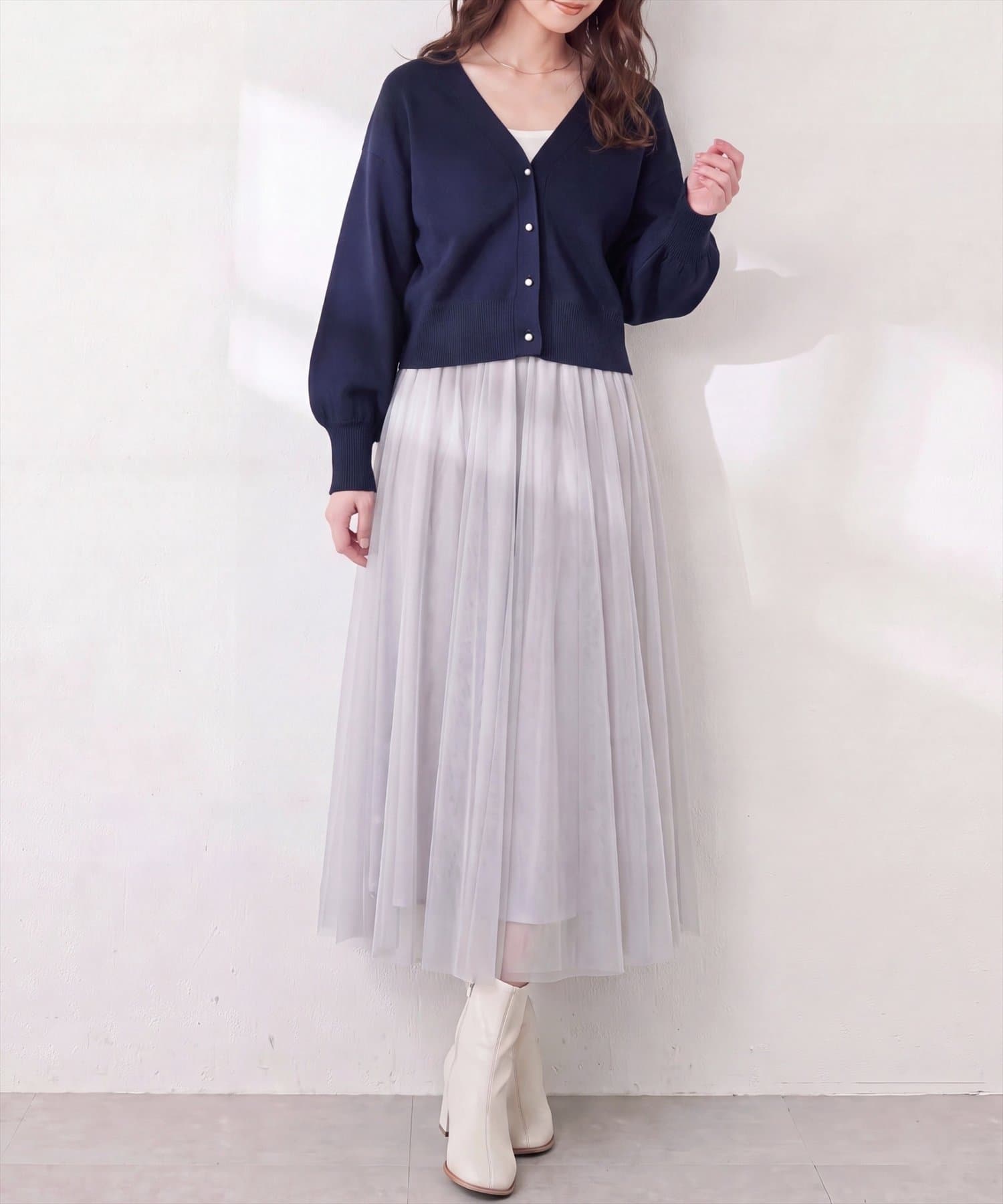 natural couture(ナチュラルクチュール) ちびパール釦カーデ