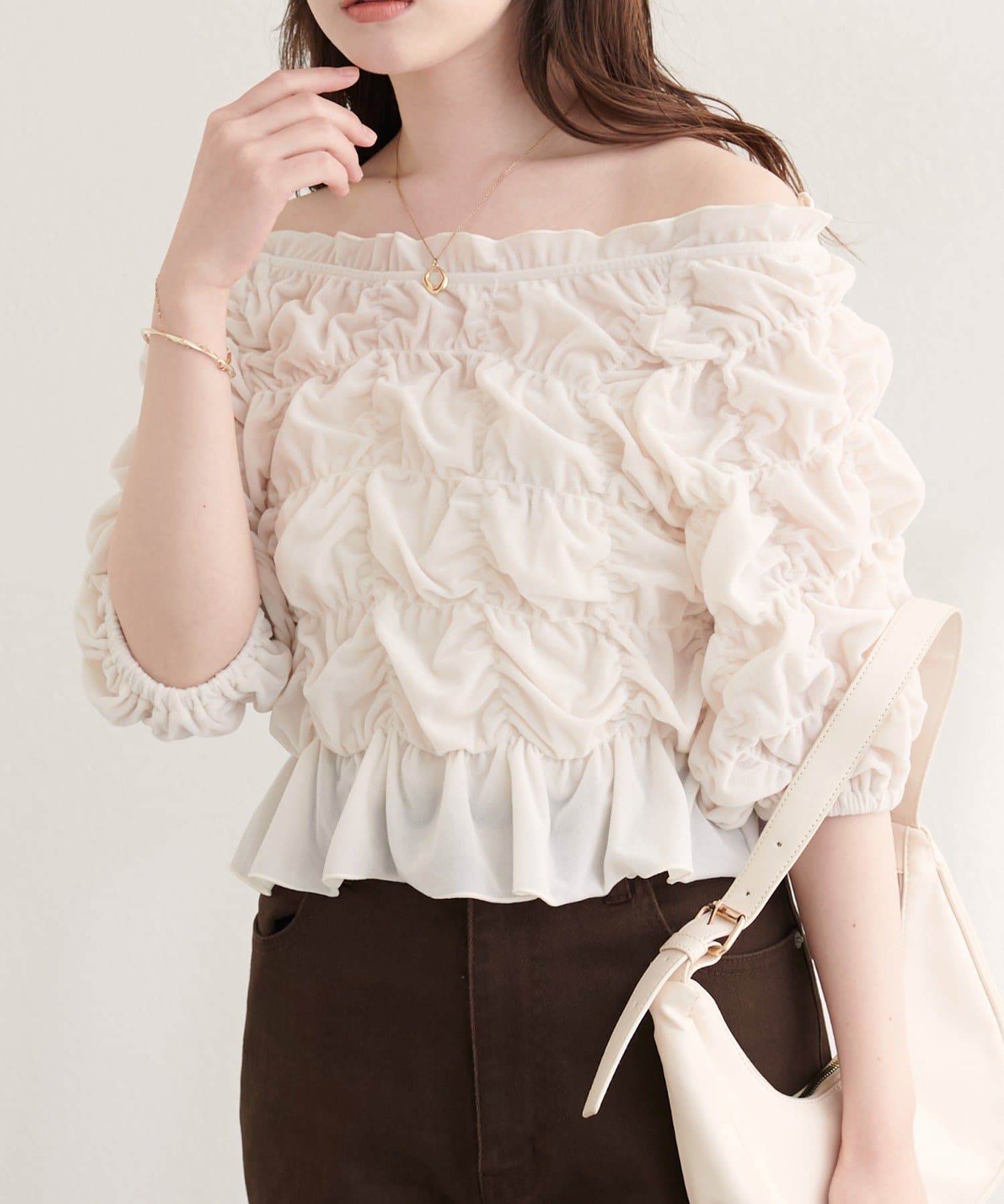 natural couture(ナチュラルクチュール) シアーベロアシャーリングTOPS