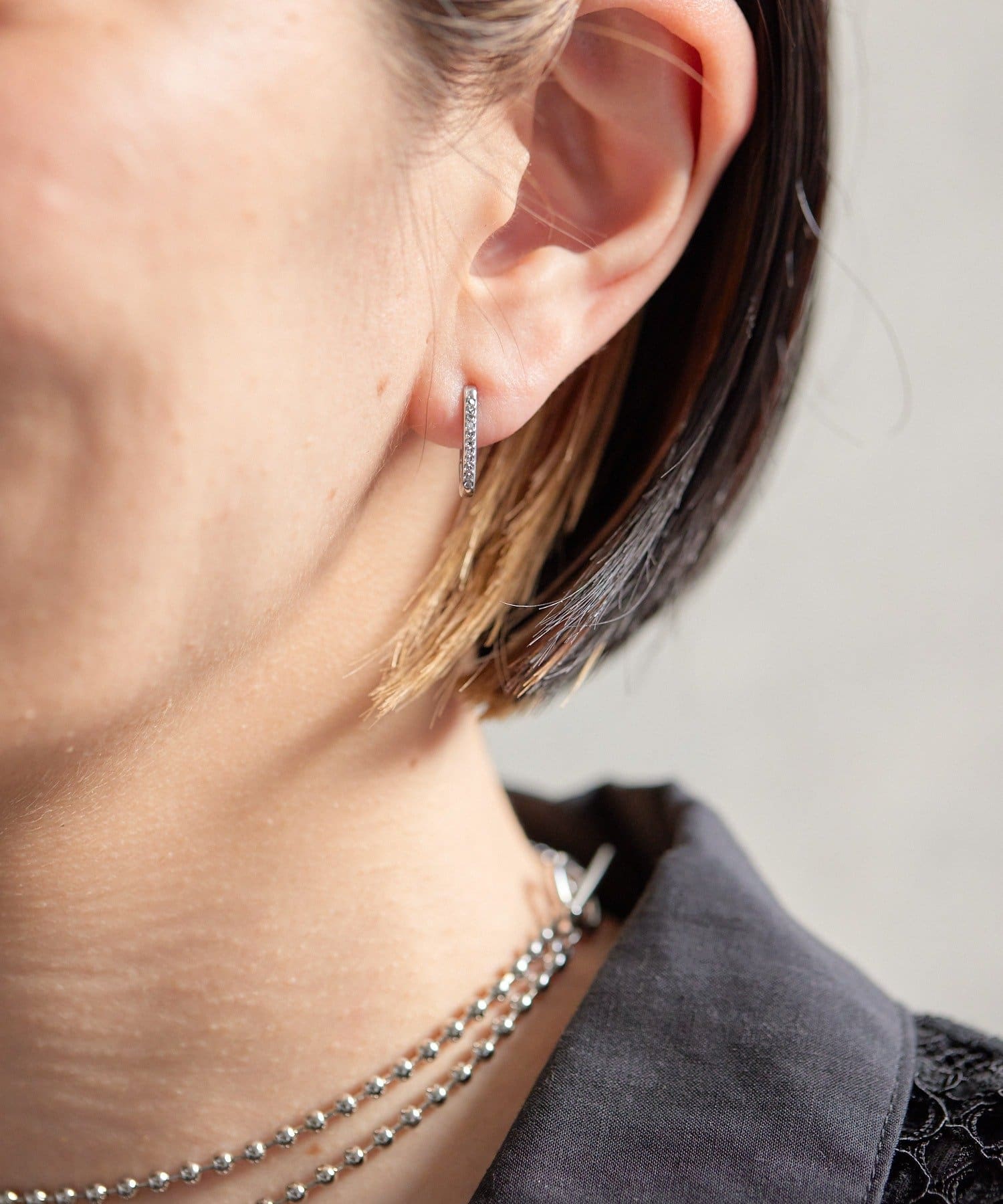OUTLET(アウトレット) 【ear PAPILLONNER】クリスタルミニフープピアス