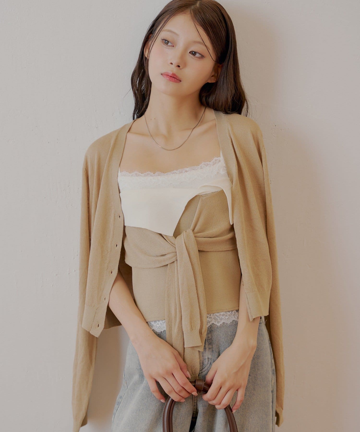 OUTLET(アウトレット) 【Chico】シアーカーディガン+ねじりシャツドッキングベアセット