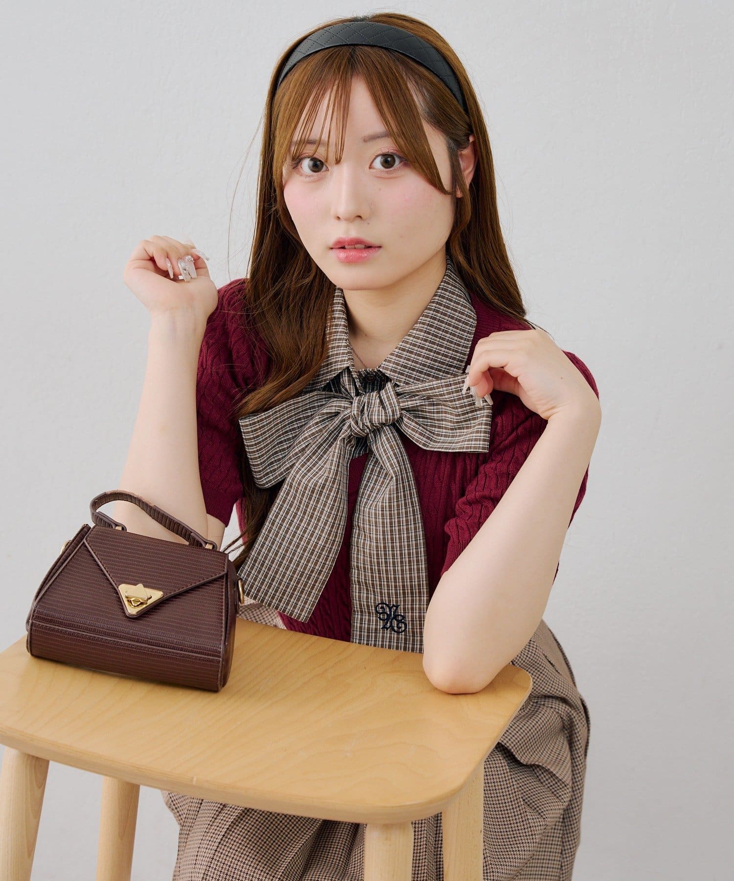 NICE CLAUP / OLIVE des OLIVE OUTLET(ナイスクラップ  / オリーブ デ オリーブ アウトレット) 【continuer】リボンタイケーブル半袖ニット