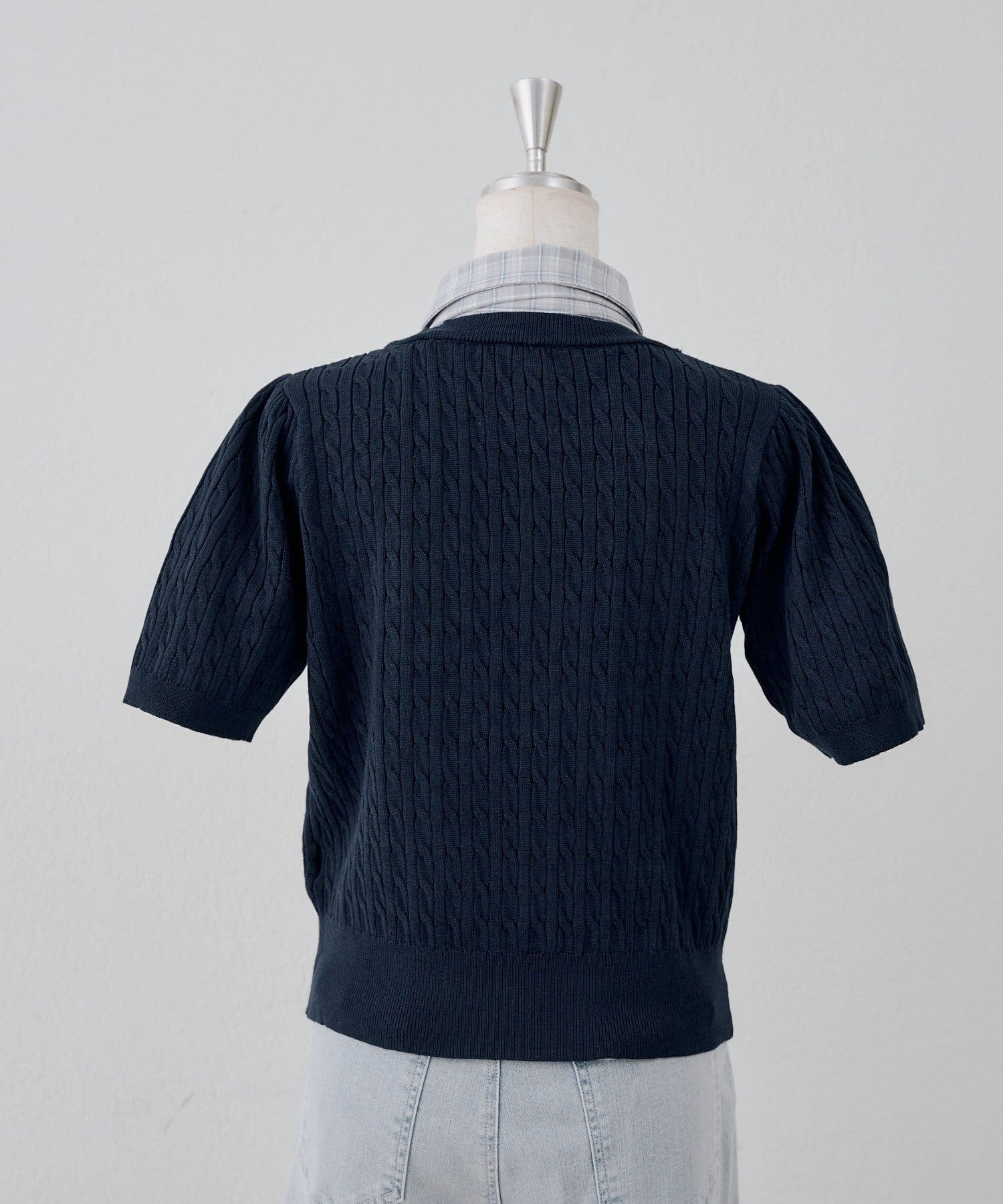 NICE CLAUP / OLIVE des OLIVE OUTLET(ナイスクラップ  / オリーブ デ オリーブ アウトレット) 【continuer】リボンタイケーブル半袖ニット