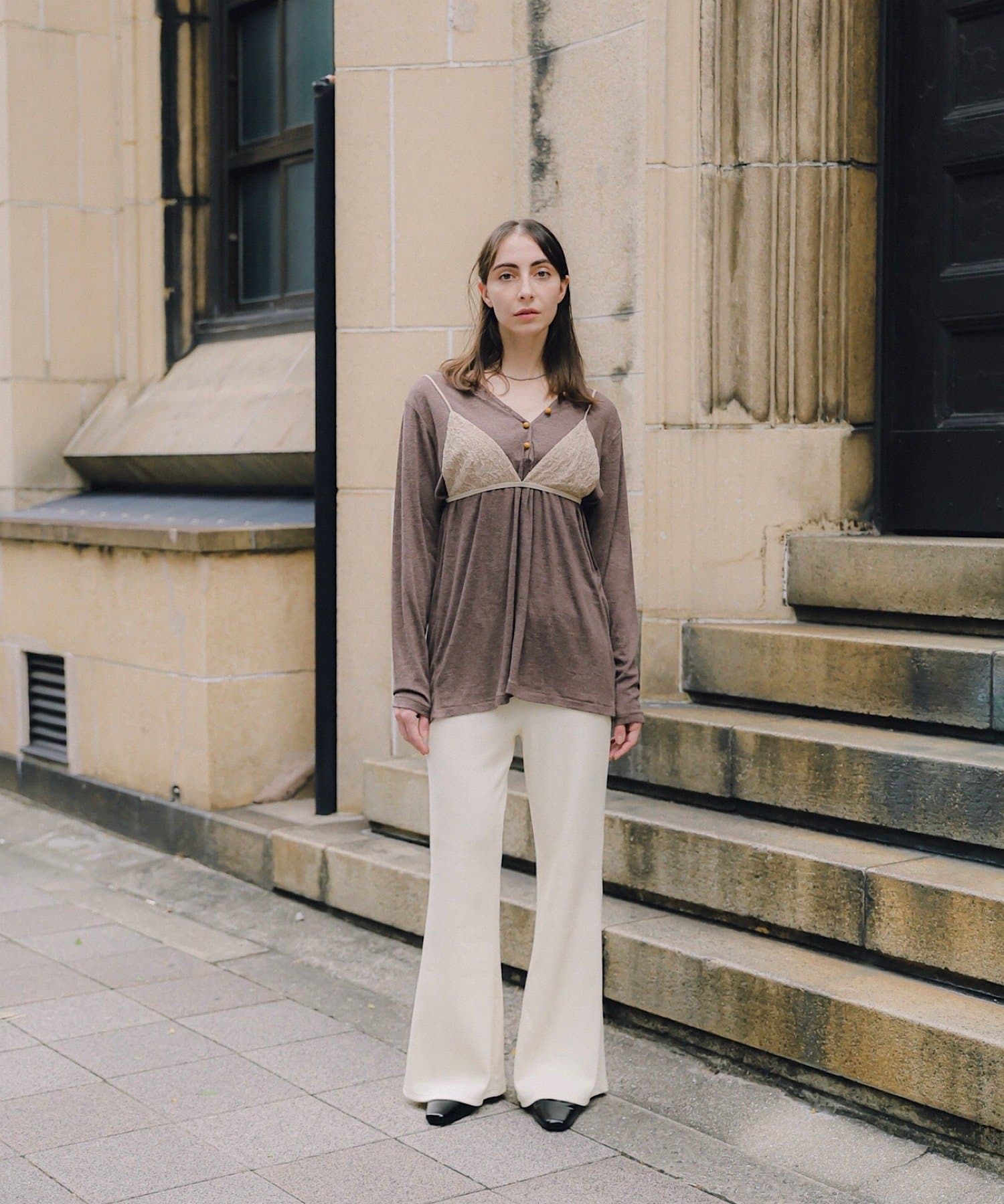 Kastane(カスタネ) 【CINAMOD】 WOODENBUTTON PULLOVER