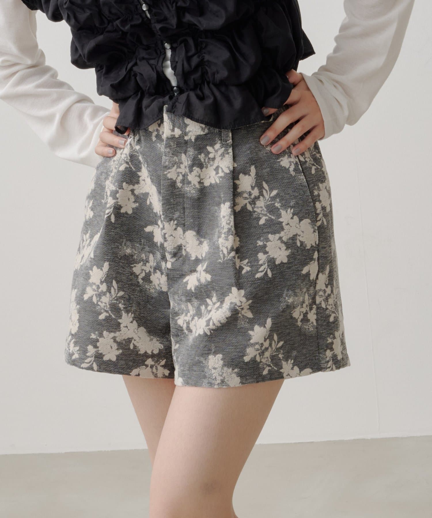 Kastane(カスタネ) 【8.28(金)17：00～8.30(日)23：59限定発売/セットアップ対応】limited flower jacquard short pants