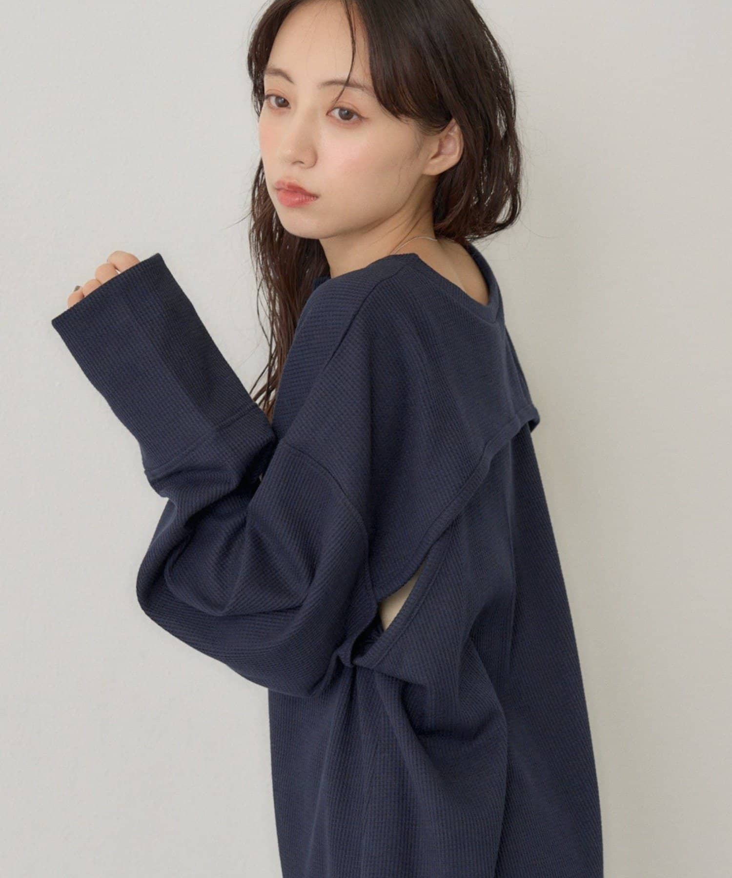 Kastane(カスタネ) 【2026AWカタログ/セットアップ対応/花柄&無地】 フラワーワッフルヘンリートップス