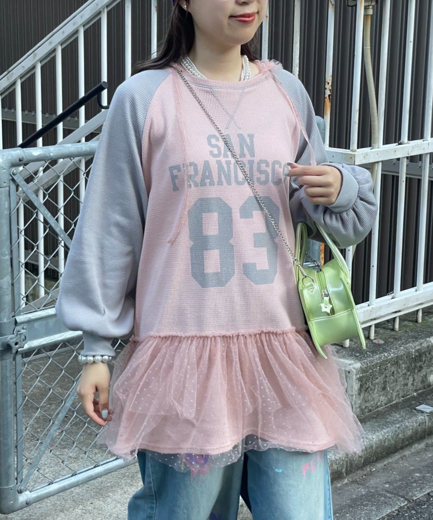 CIAOPANIC TYPY(チャオパニックティピー) 【HELLO.SANFRANCISCO】ワッフルロゴチュールフーディチュニック