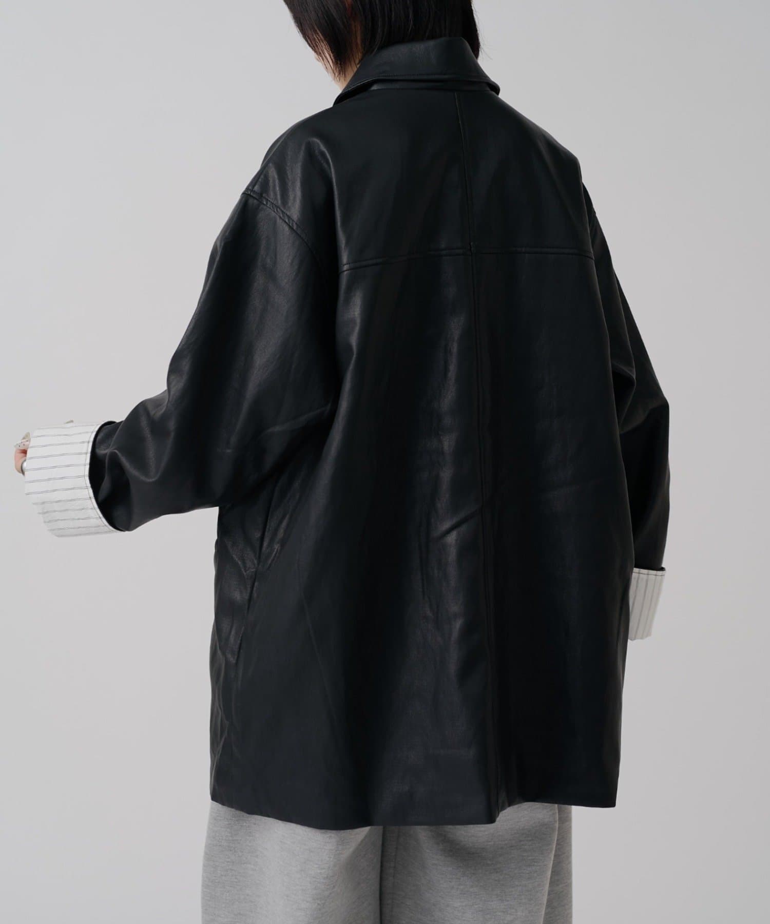 -goocy-(グーシー) フェイクレザーカーコート