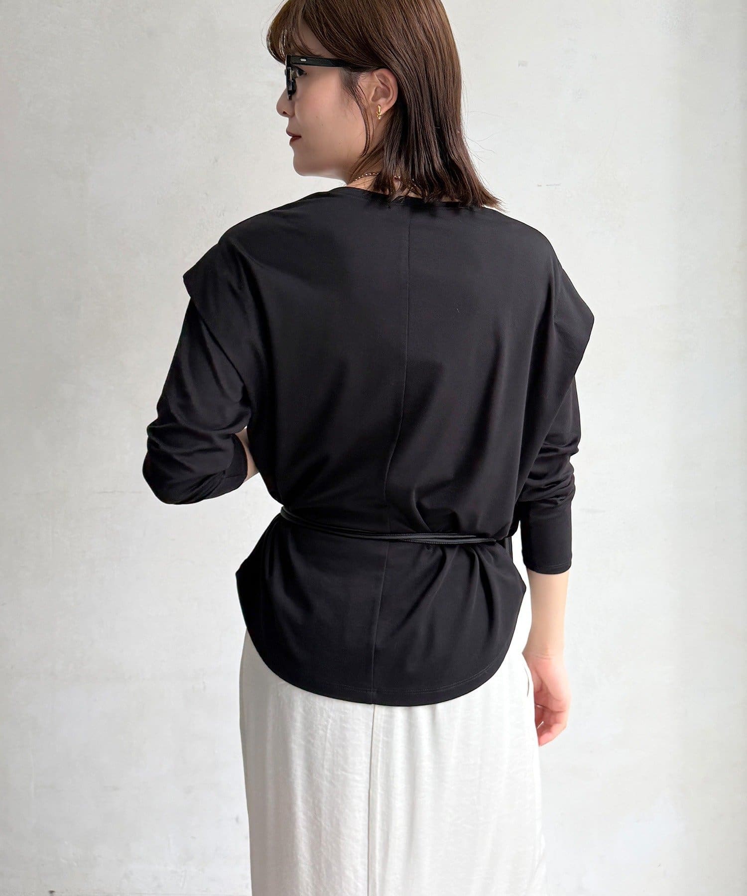 DOUDOU(ドゥドゥ) 【WEB限定】フロッキーロゴプリント肩タックロンTEE