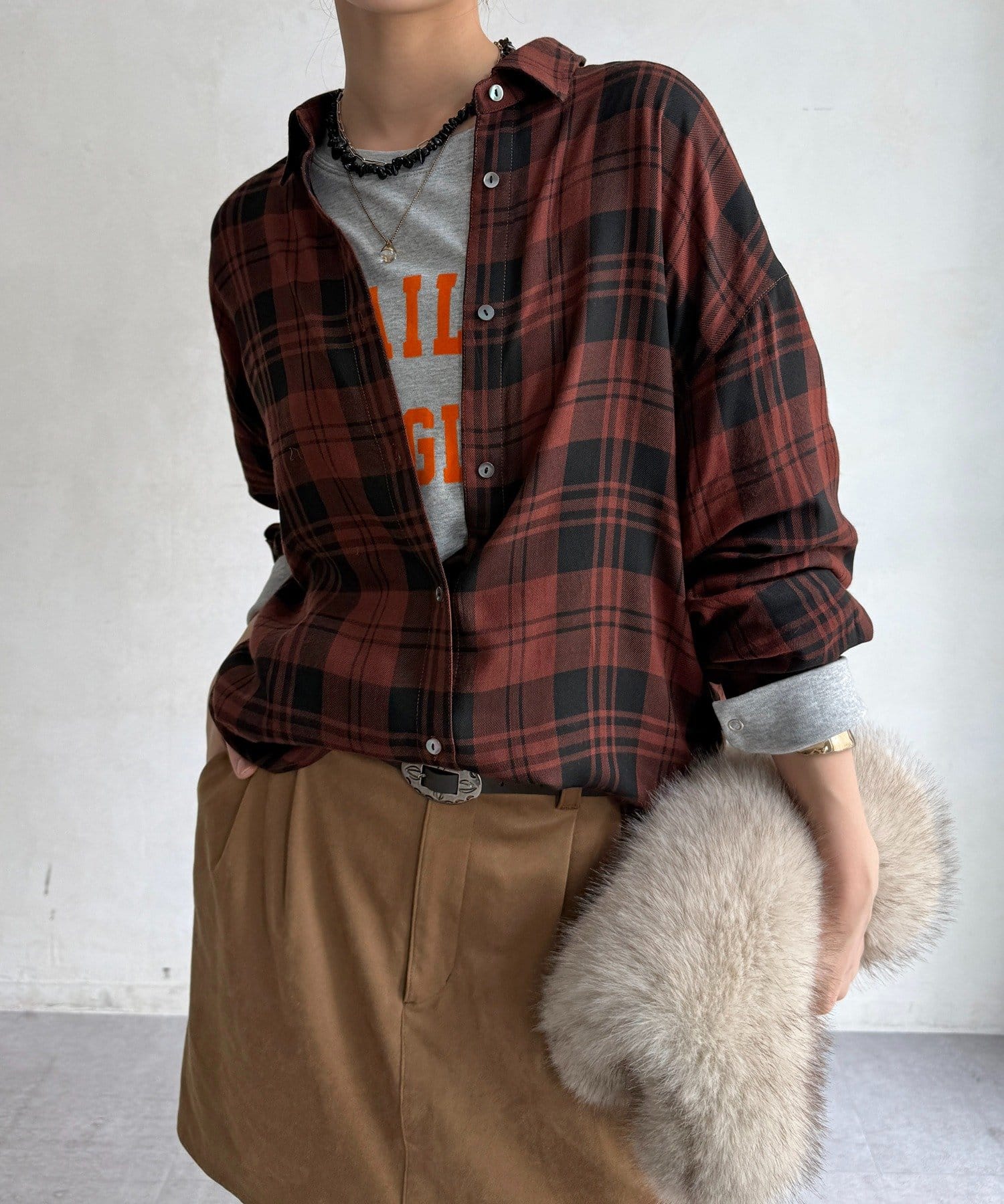 DOUDOU(ドゥドゥ) 3WAYカシュクールチェックシャツ