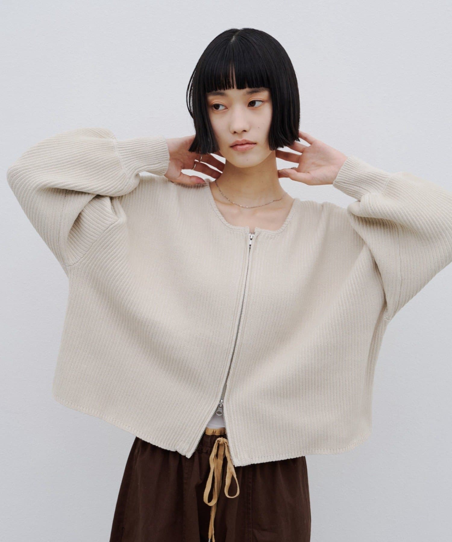 CIAOPANIC TYPY(チャオパニックティピー) 【WEB限定】軽量・伸縮性◎/スポンディッシュダブルジップニットカーディガン
