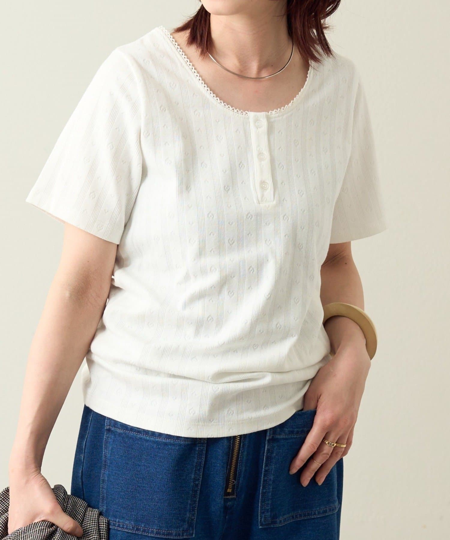 OUTLET(アウトレット) 【Omekashi】針抜きヘンリーTシャツ