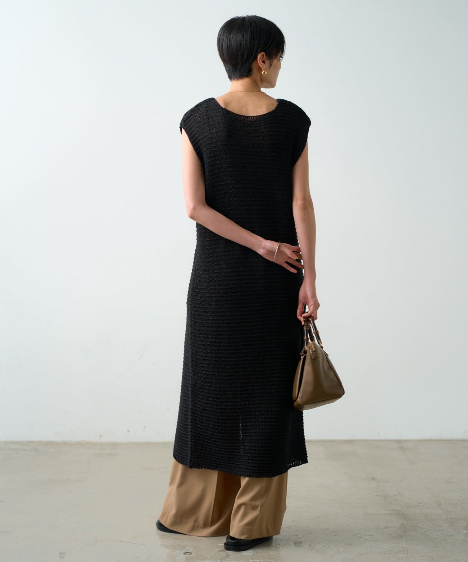 OUTLET(アウトレット) 【Loungedress】ハイスリットニットワンピース