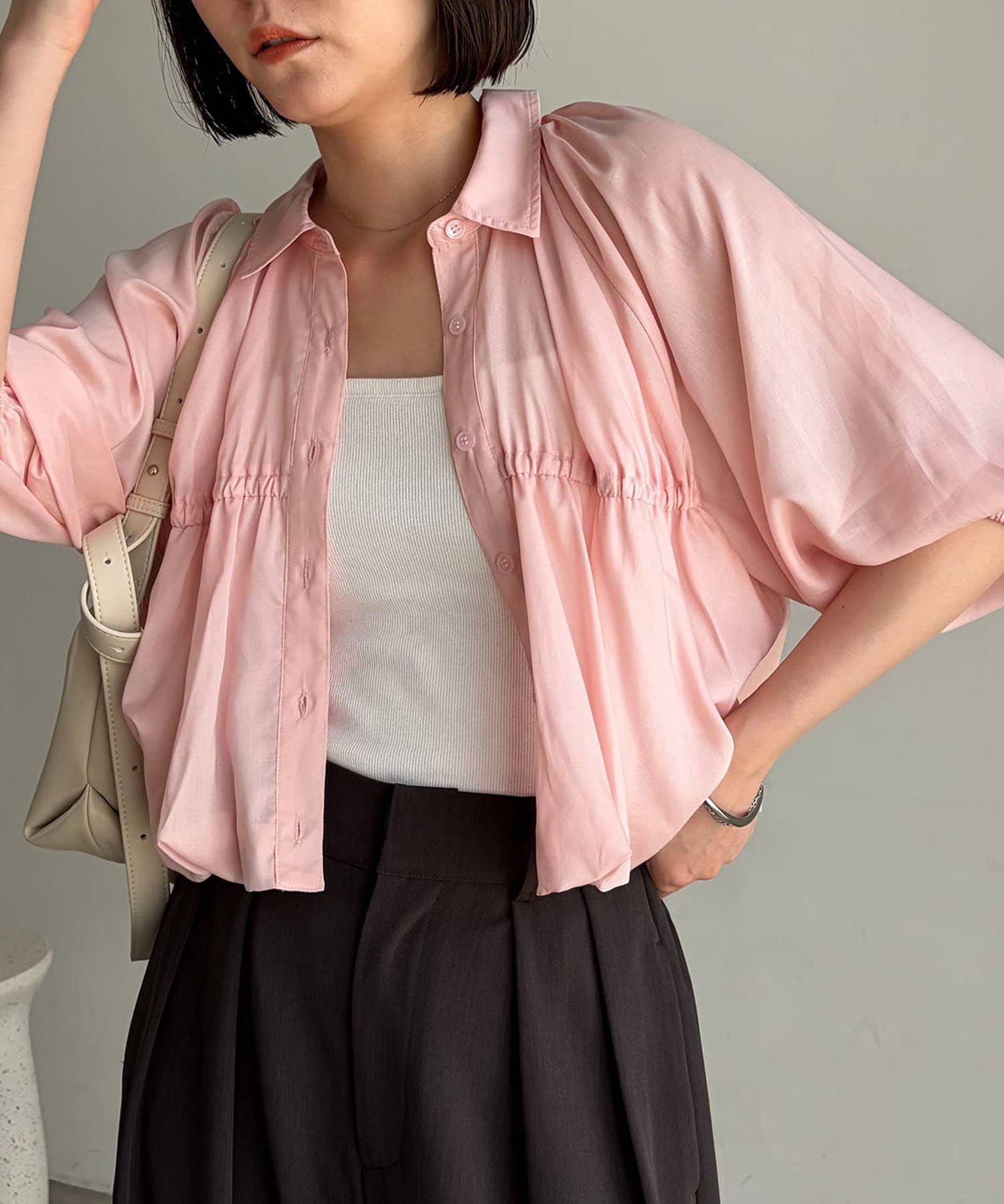 OUTLET(アウトレット) 【CAPRICIEUX LE'MAGE】バルーンクロップシアーシャツ