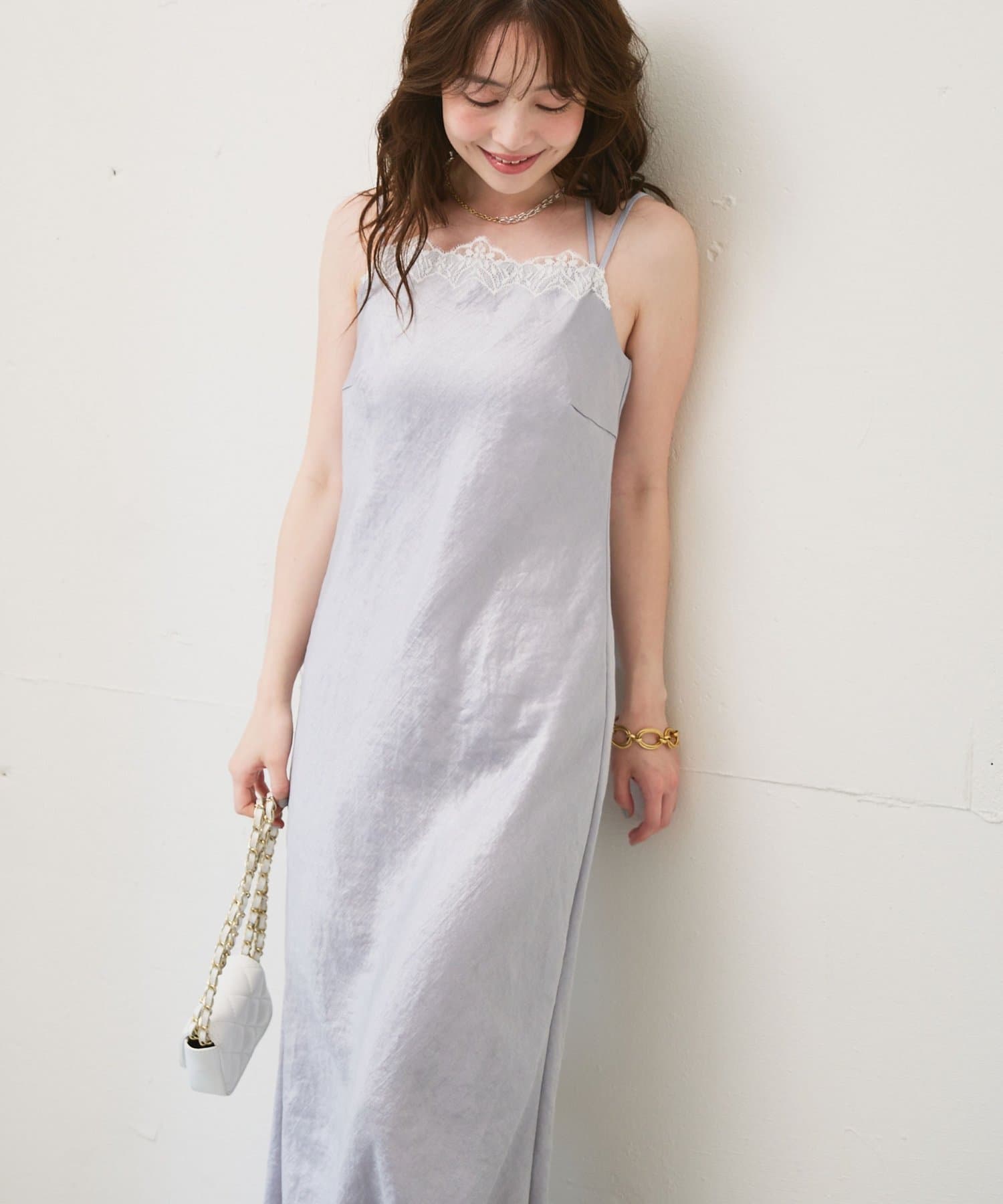 OUTLET(アウトレット) 【La boutique BonBon】サテンレース付きキャミワンピース