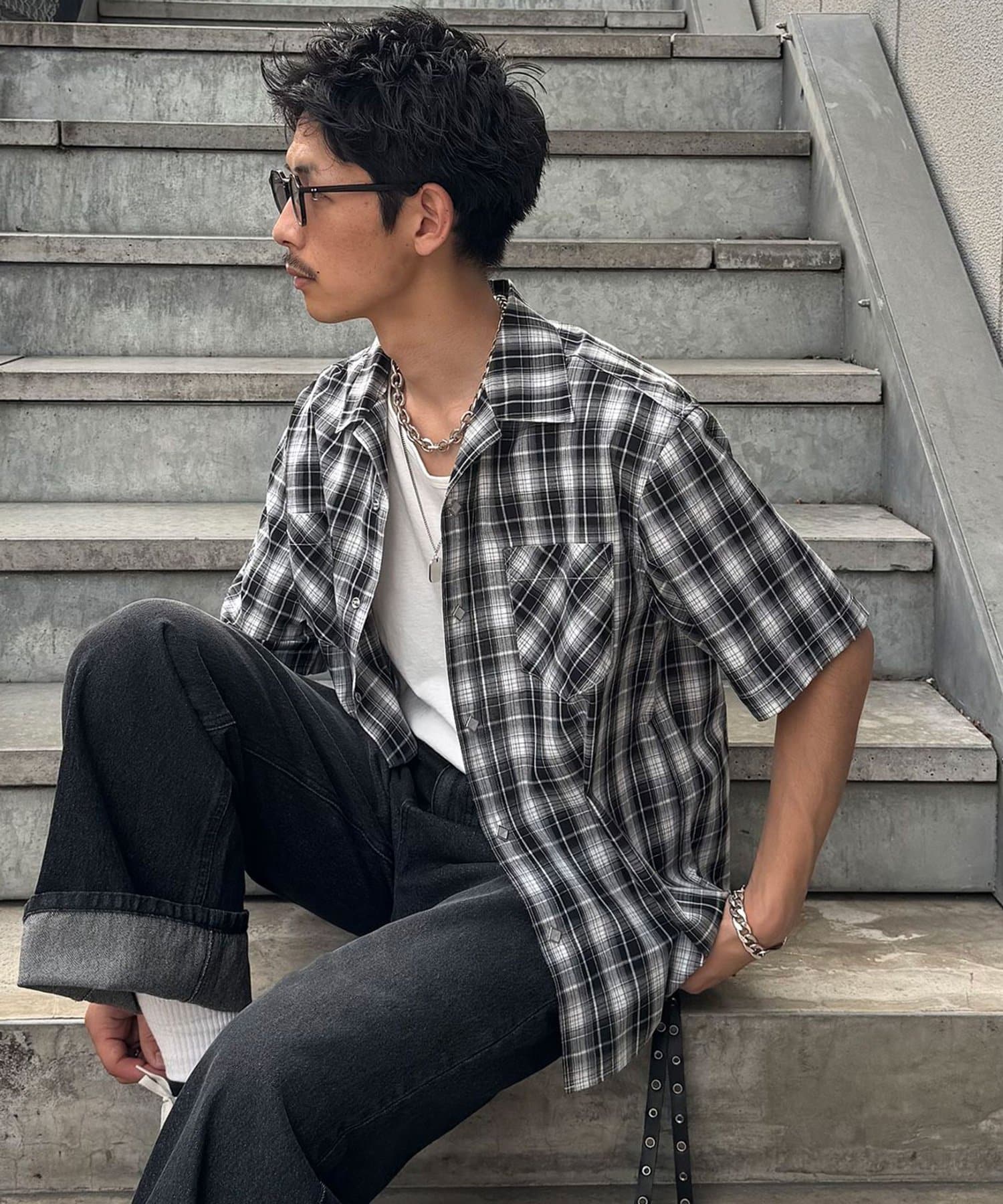 OUTLET(アウトレット) 【Ciaopanic】スタッズボタンオンフチェッグレシャツ