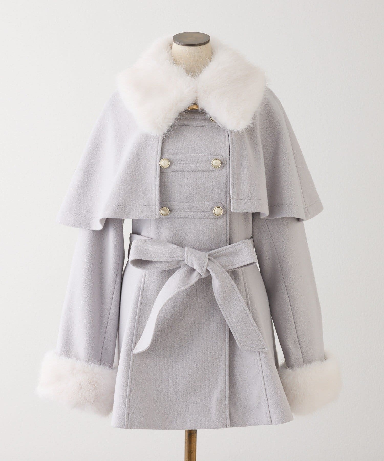 one after another NICE CLAUP(ワンアフターアナザー ナイスクラップ) 【Premium order】マルチwayファー襟ケープコート