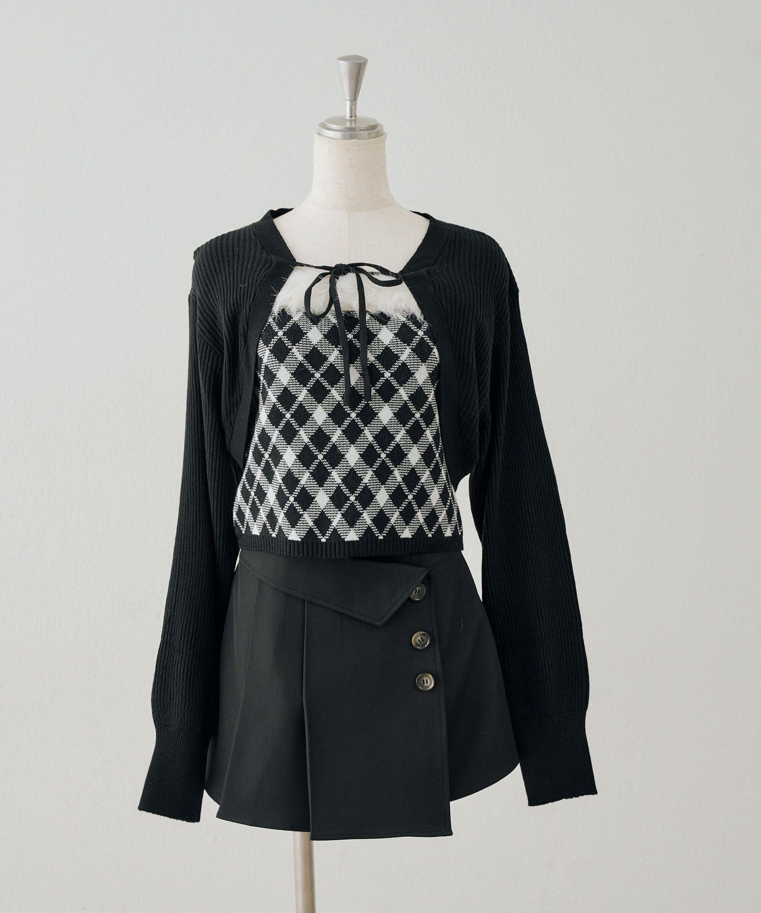 NICE CLAUP / OLIVE des OLIVE OUTLET(ナイスクラップ  / オリーブ デ オリーブ アウトレット) 【continuer】フェイクファー付キャミ&ボレロニットセット
