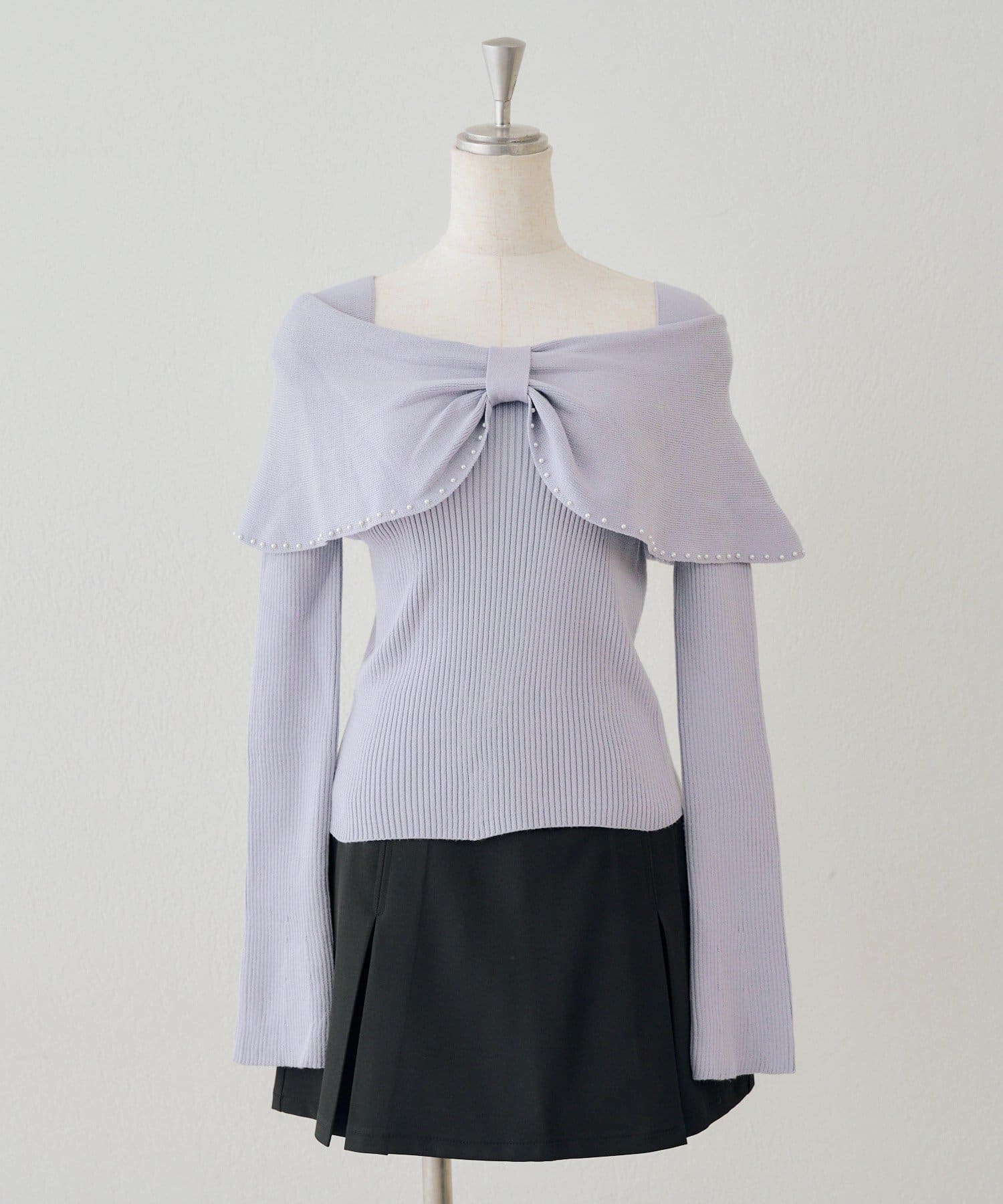 NICE CLAUP / OLIVE des OLIVE OUTLET(ナイスクラップ  / オリーブ デ オリーブ アウトレット) 【continuer】 リボンオフショル風ニット