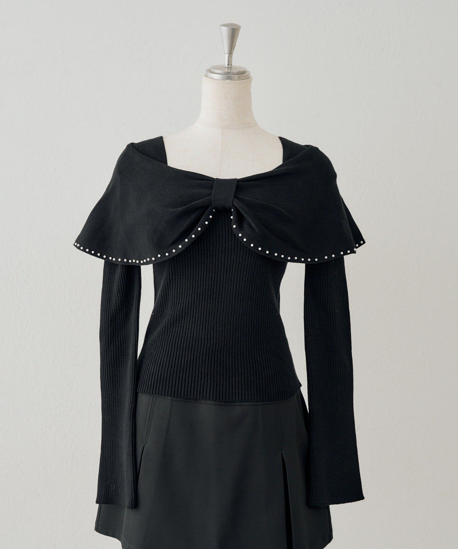 NICE CLAUP / OLIVE des OLIVE OUTLET(ナイスクラップ  / オリーブ デ オリーブ アウトレット) 【continuer】 リボンオフショル風ニット
