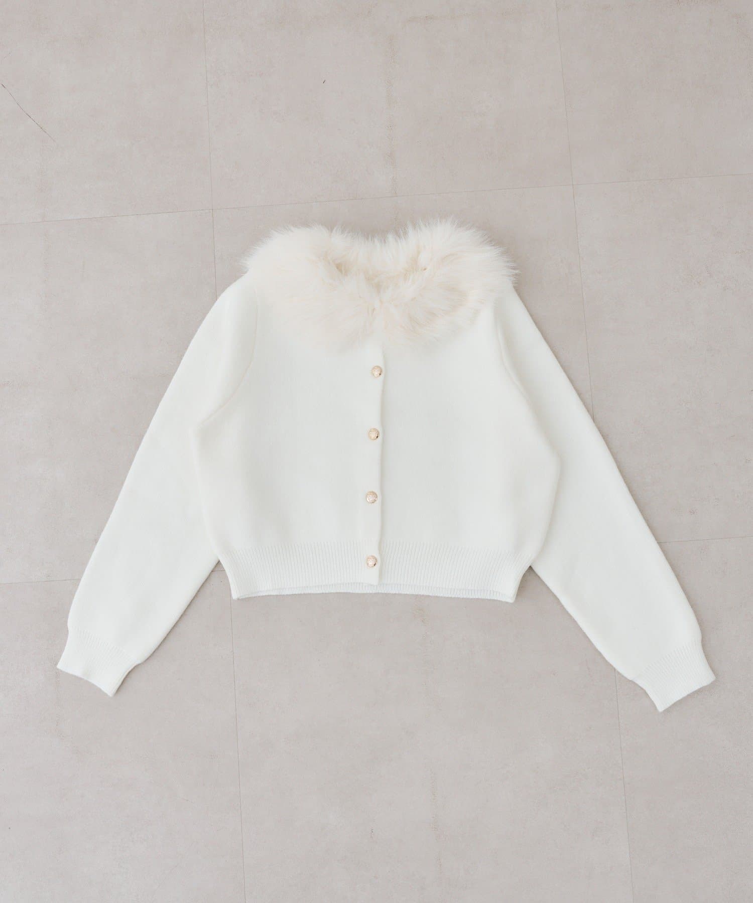 NICE CLAUP / OLIVE des OLIVE OUTLET(ナイスクラップ  / オリーブ デ オリーブ アウトレット) 【continuer】フェイクファー衿カーディガン