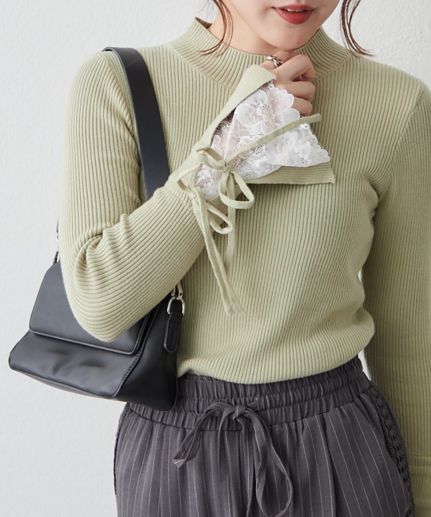Remind me and forever(リマインドミーアンドフォーエバー) 袖レース&リボンニットプルオーバー