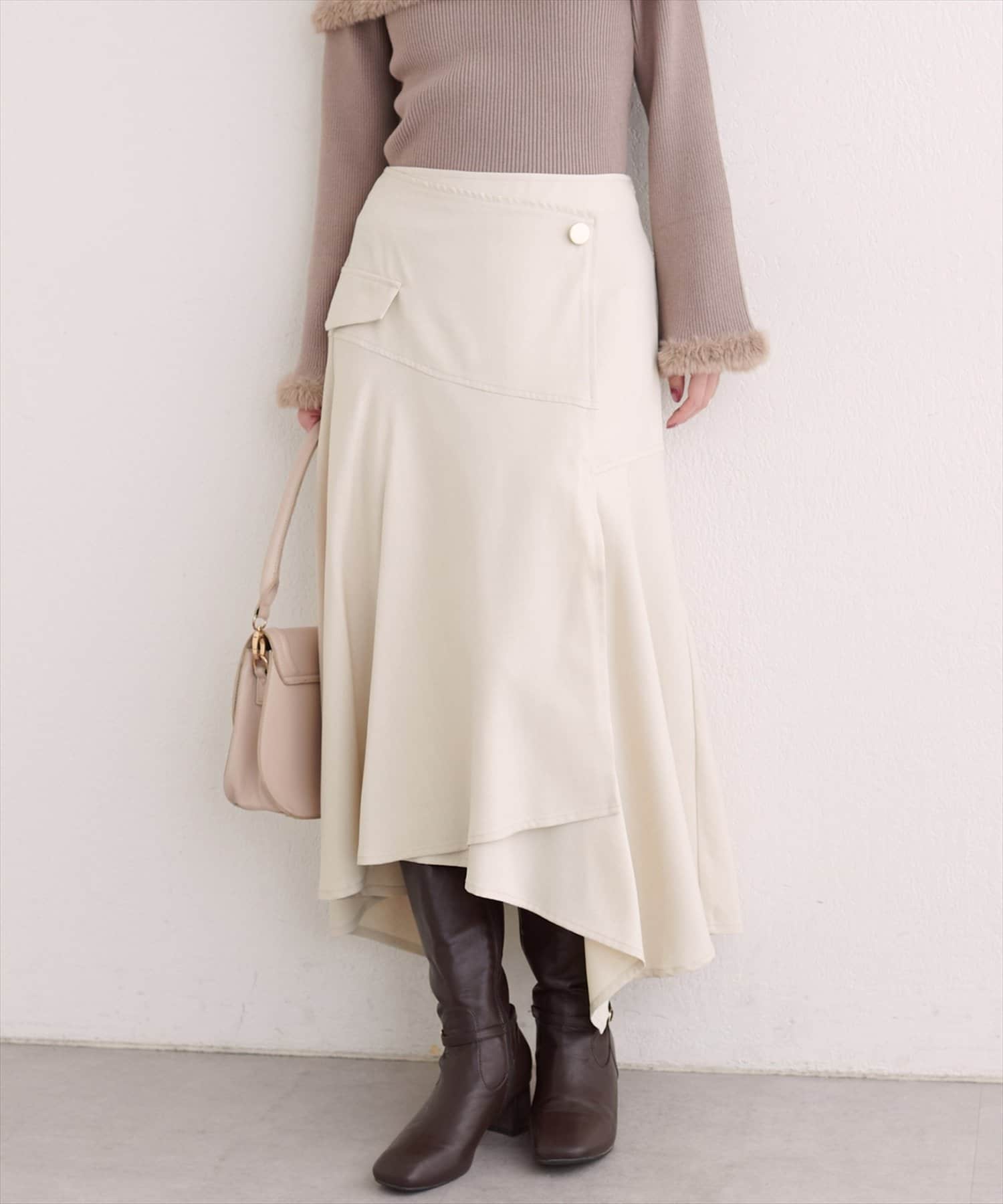 natural couture(ナチュラルクチュール) ラップ風イレヘムスカート