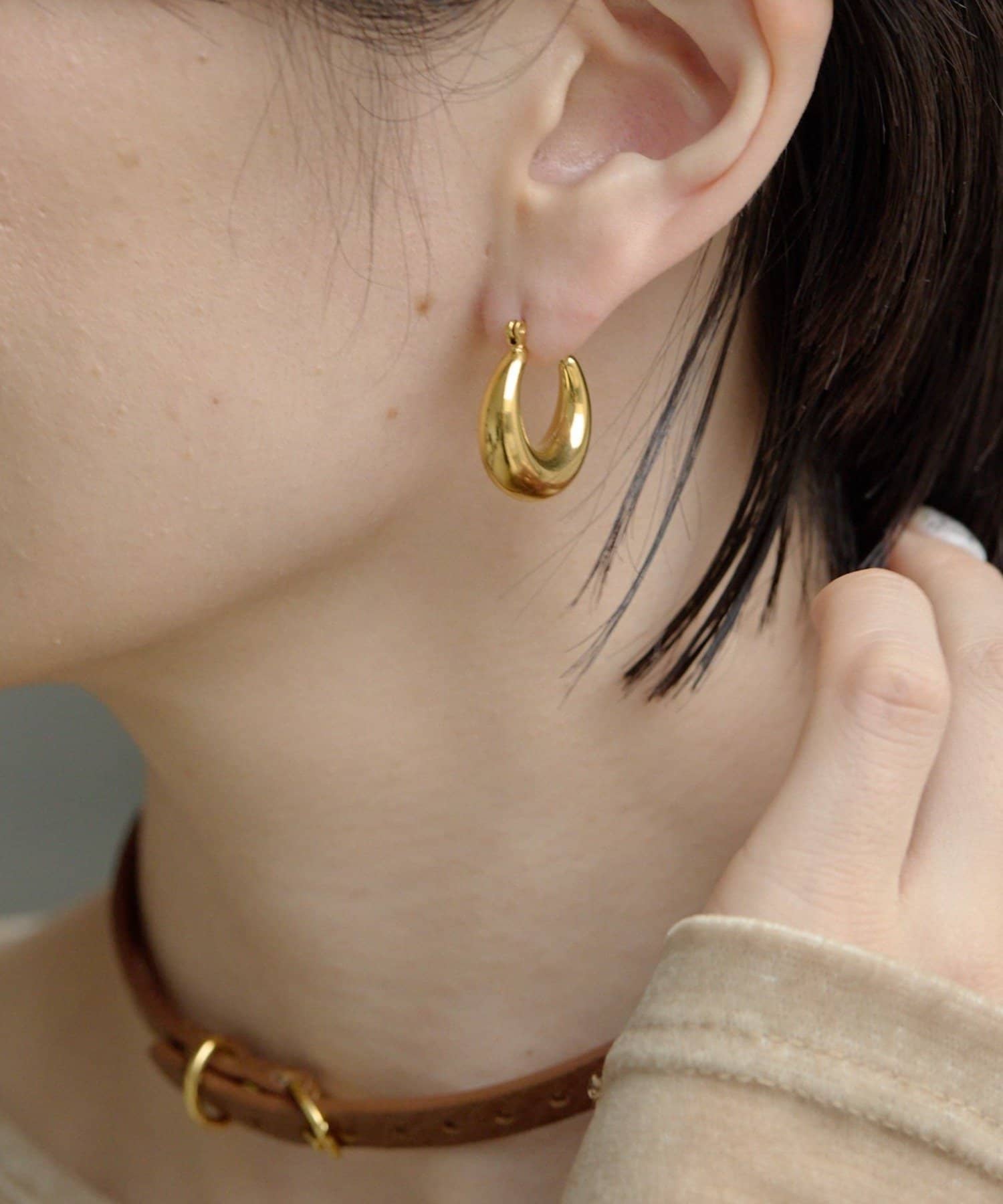 ear PAPILLONNER(イア パピヨネ) ぷっくりフープピアス《金属アレルギー対応/ステンレス》