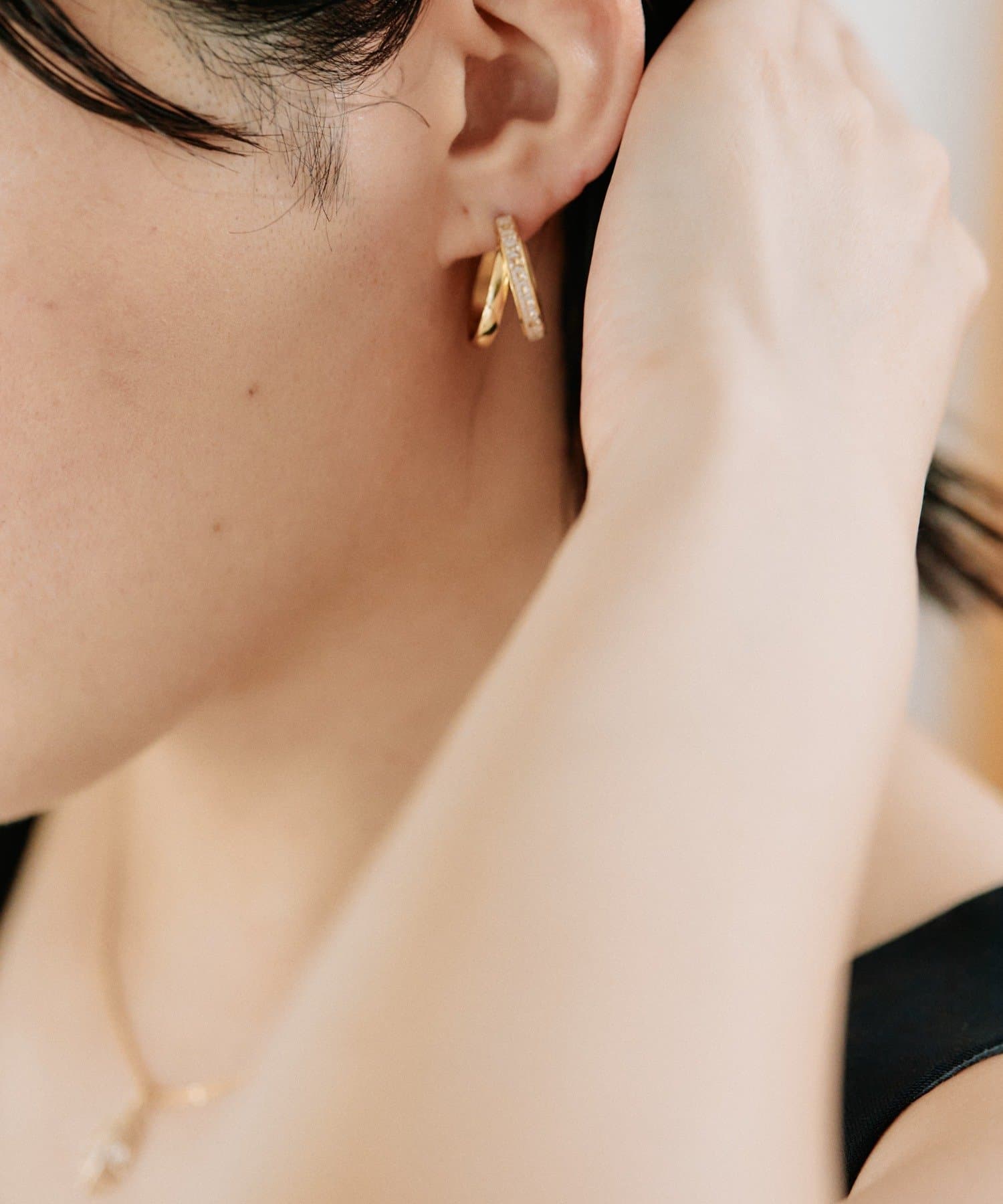 ear PAPILLONNER(イア パピヨネ) キラキラダブルピアス《WEB＆一部店舗限定/金属アレルギー対応/ステンレス》