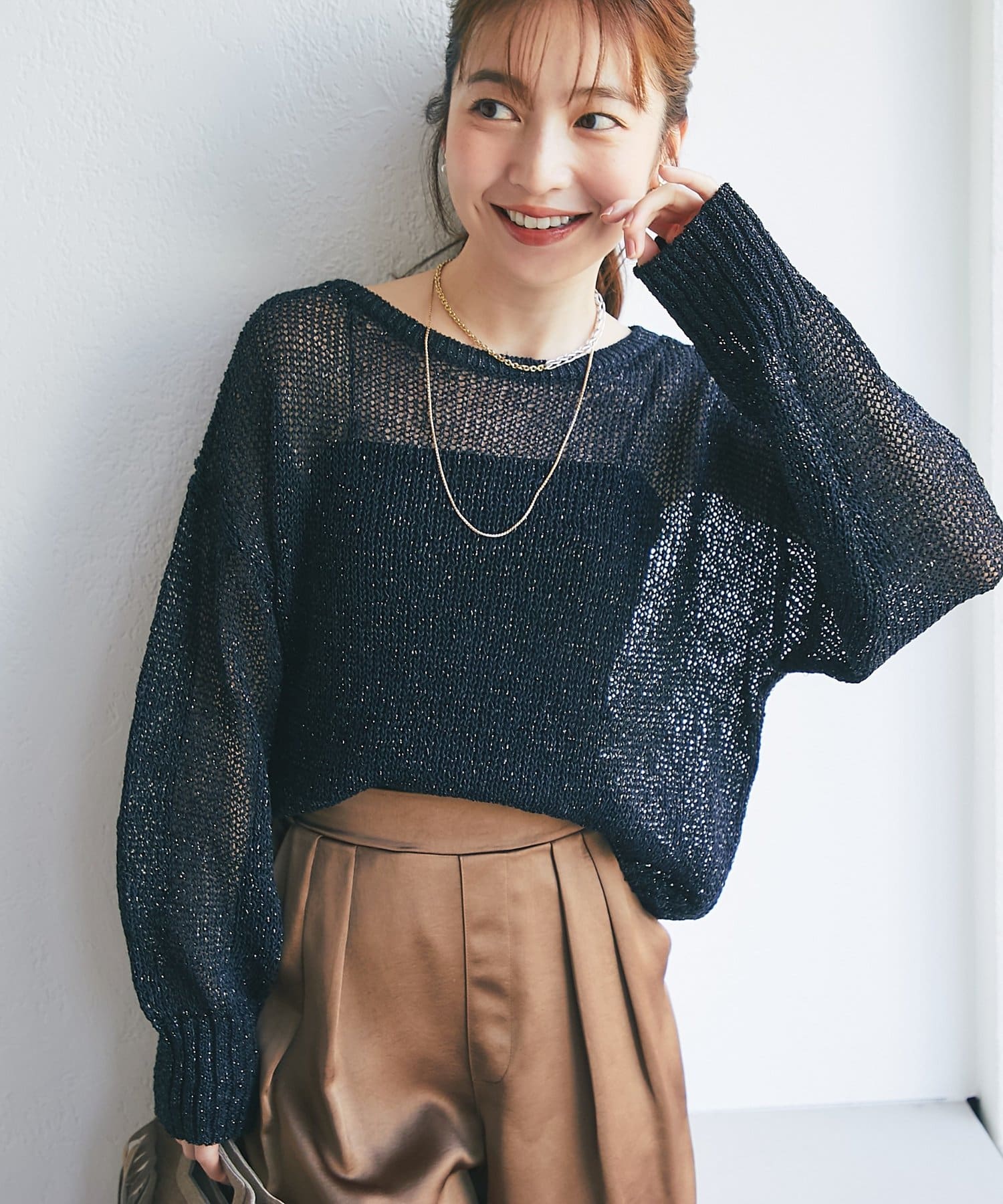 La boutique BonBon(ラブティックボンボン) ラメ天竺針抜ニット