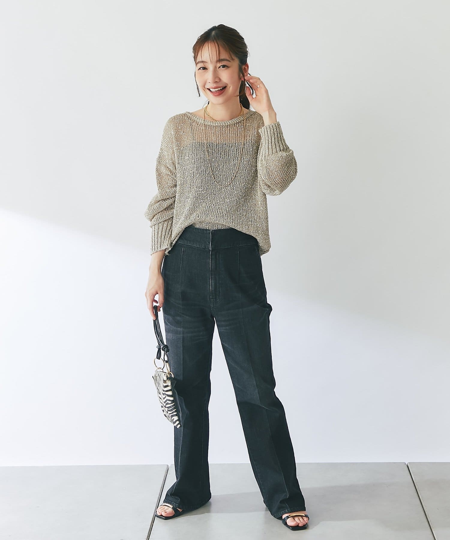 La boutique BonBon(ラブティックボンボン) ラメ天竺針抜ニット