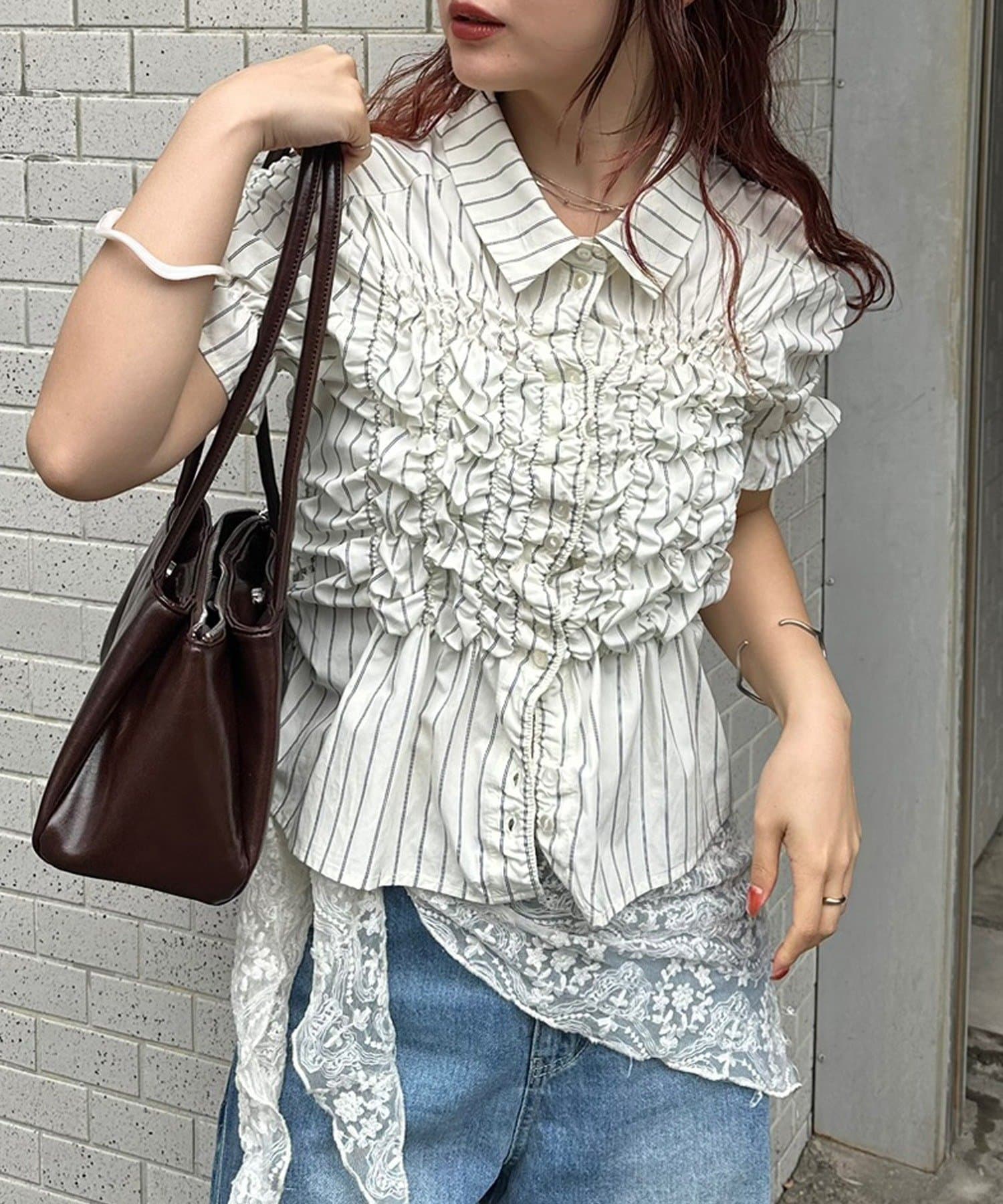 mystic ミスティック　シャーリングシェイプシャツ 26AWシャーリングシェイプシャツ | mystic(ミスティック)レディース