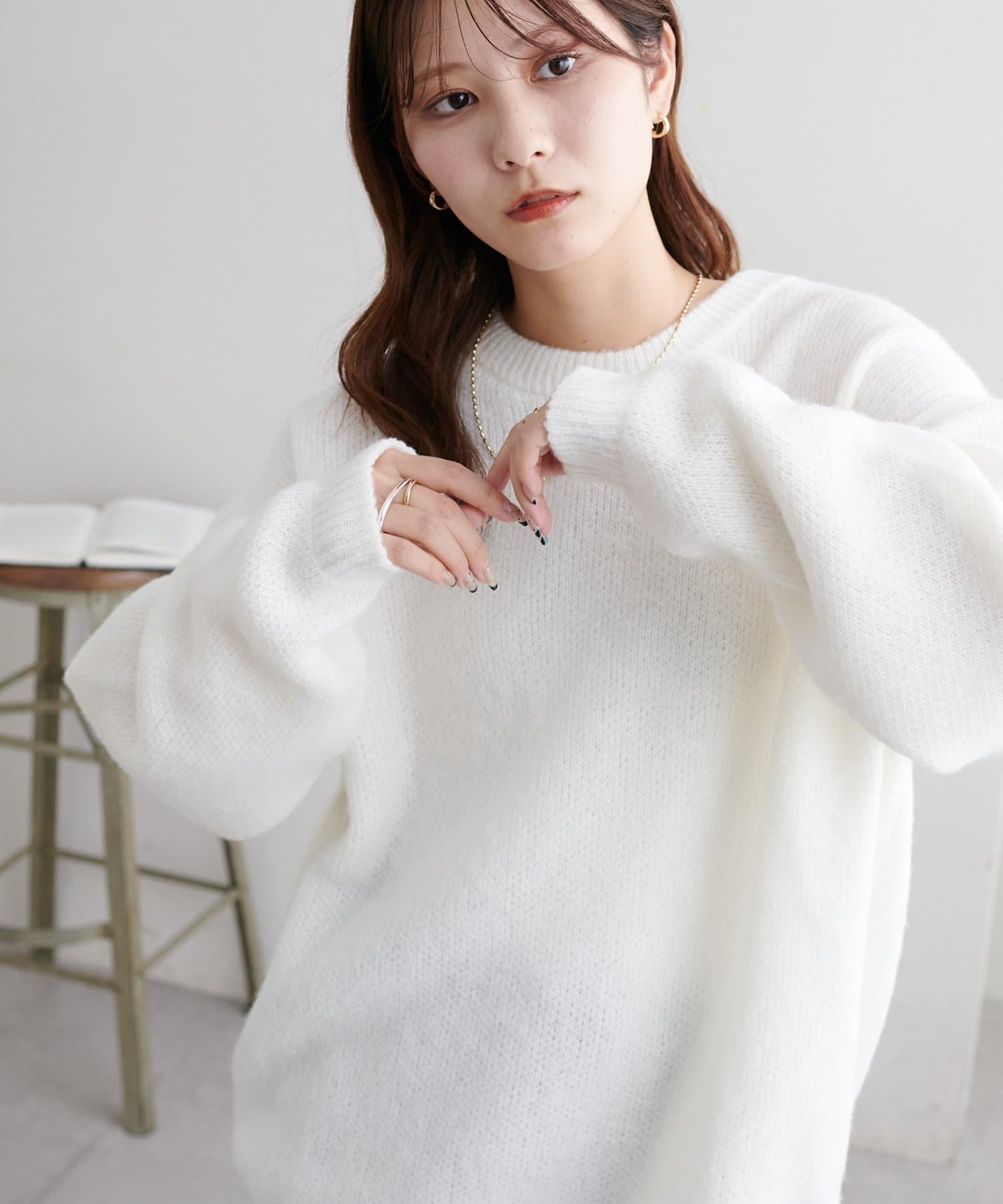 DISCOAT(ディスコート) 【ゆるっと抜け感/体型カバー/WEB限定】起毛オーバーニット