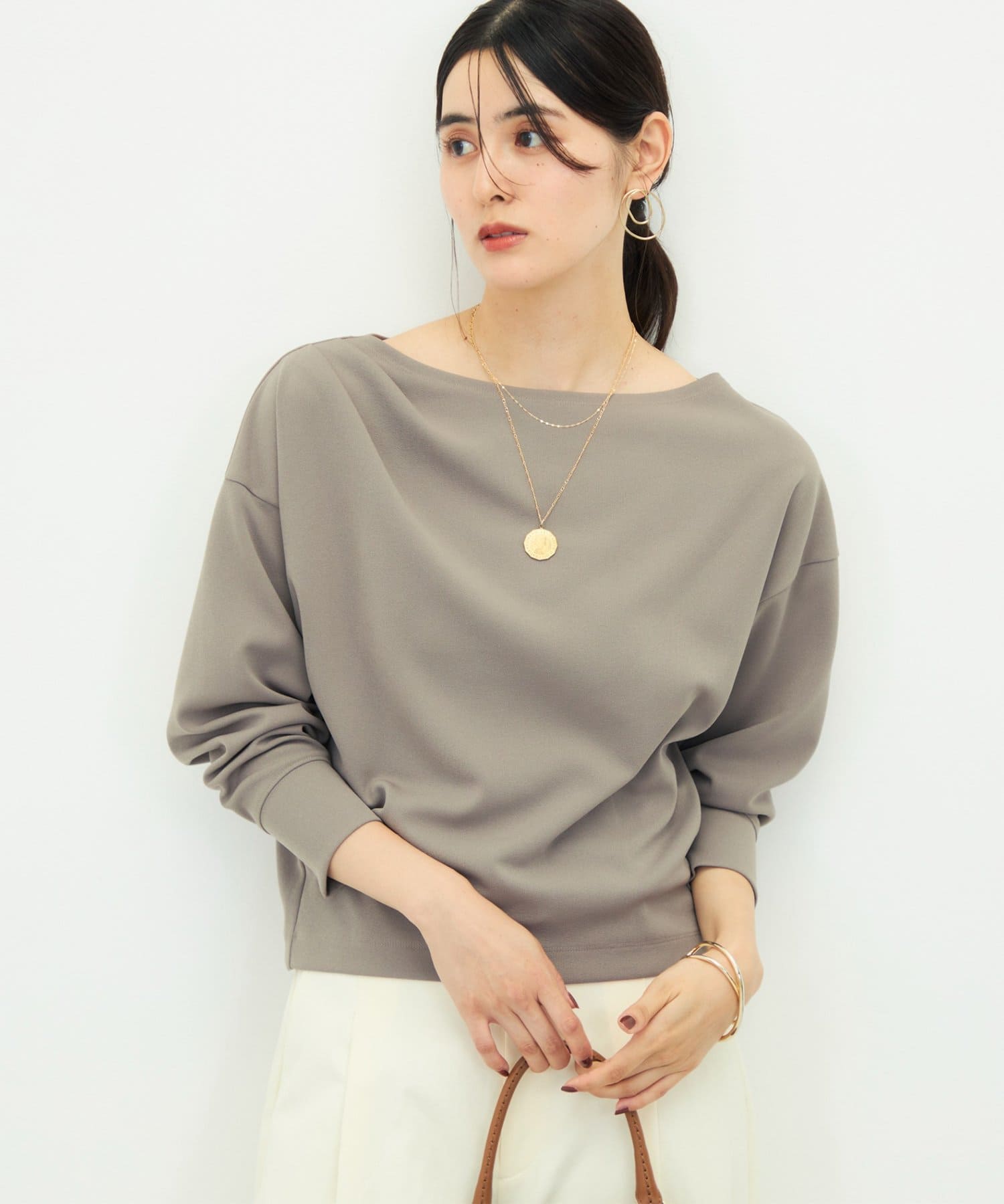 NOLLEY'S(ノーリーズ) 【BEC】《セットアップ対応》ライトダンボールジョーゼット2WAYプルオーバー