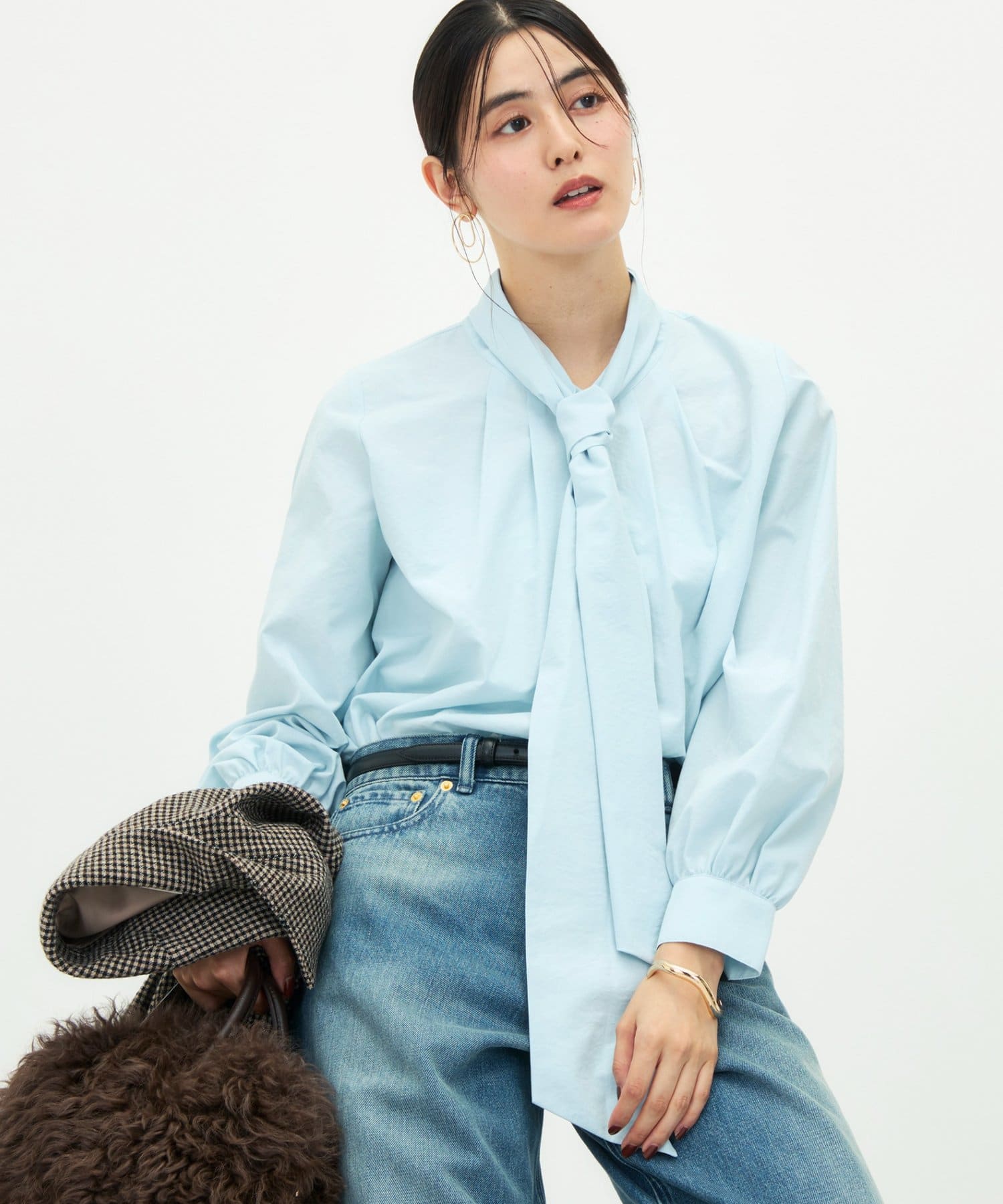 NOLLEY'S(ノーリーズ) ウォッシャブルビッグボウタイ2WAYブラウス