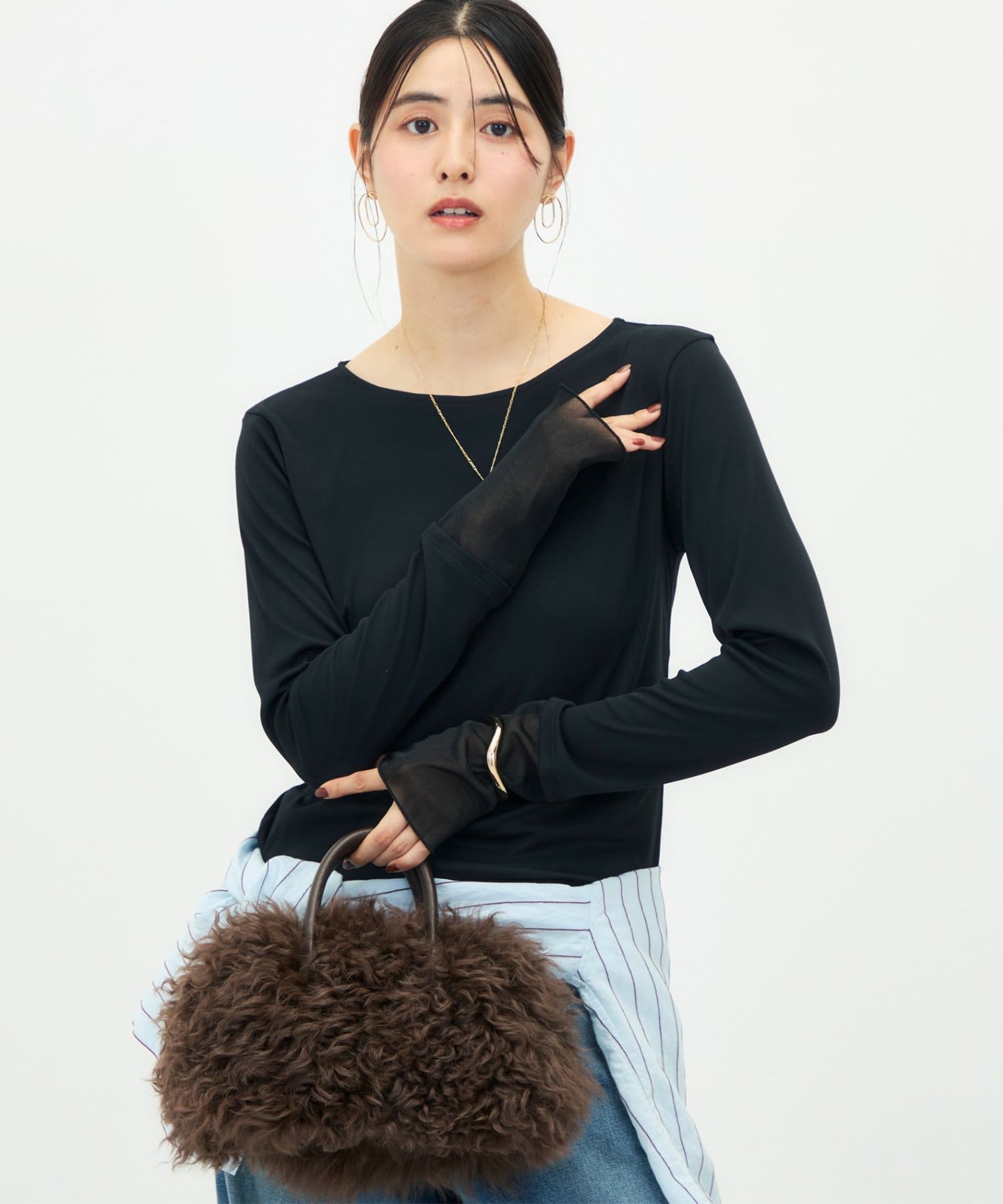 NOLLEY'S(ノーリーズ) ウォッシャブル袖口シアー切替ロンT