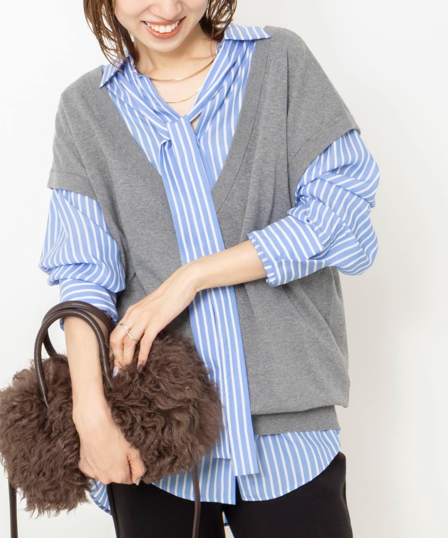 NOLLEY'S(ノーリーズ) 《手洗い可能》コットンストレッチ2WAYニットベスト