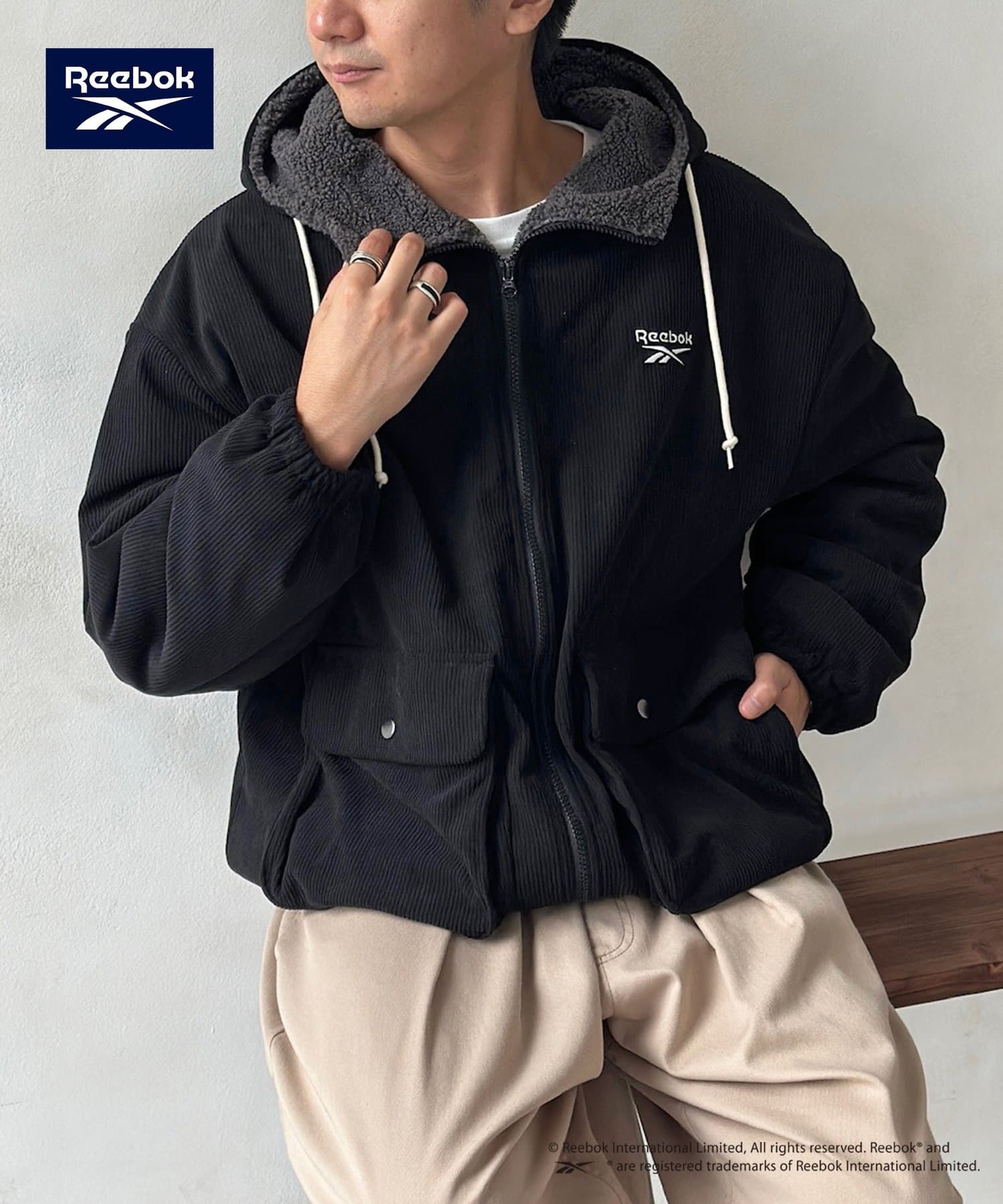 CPCM(シーピーシーエム) 【Reebok】裏ボアコーデュロイフードブルゾン