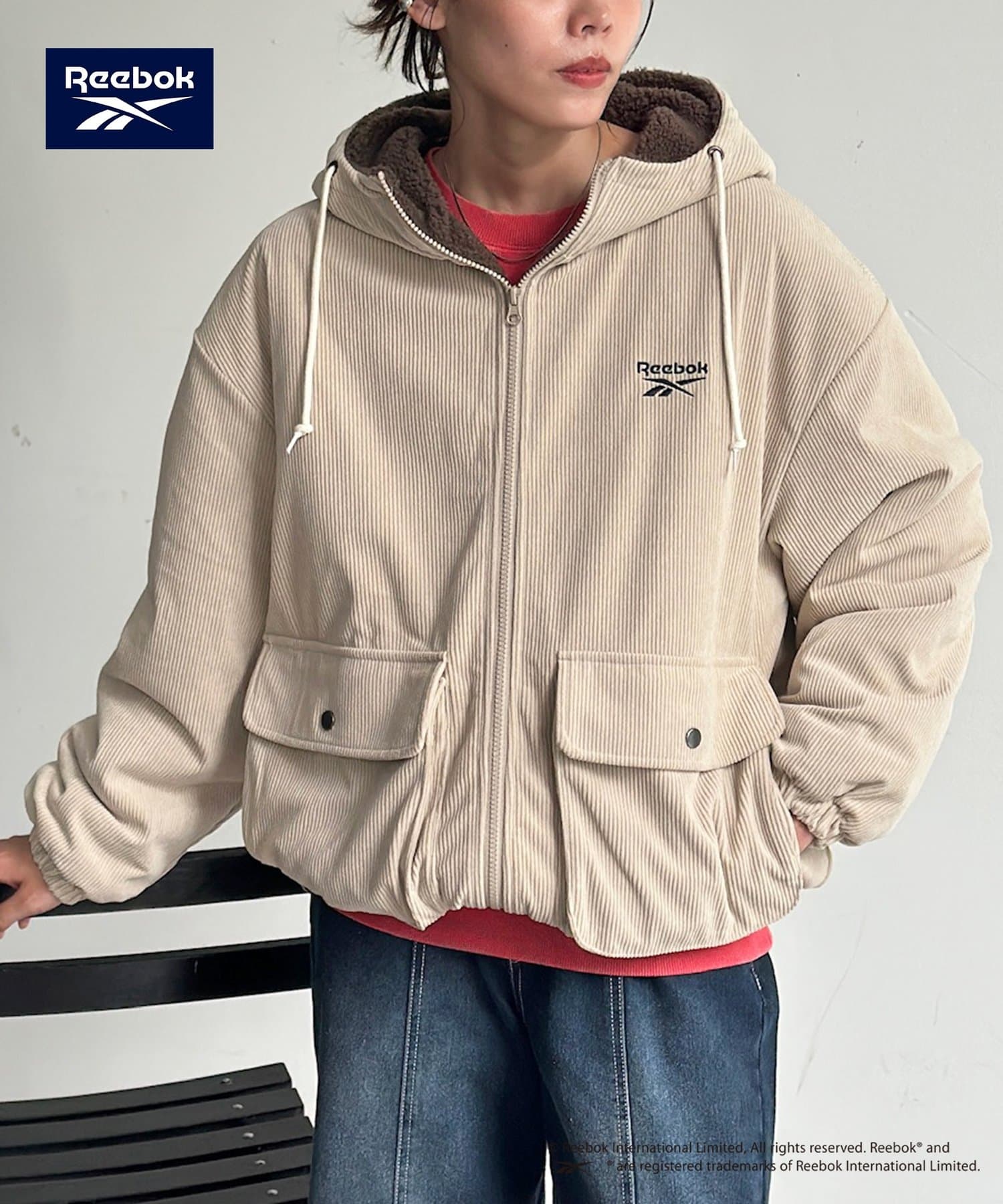 CPCM(シーピーシーエム) 【Reebok】裏ボアコーデュロイフードブルゾン