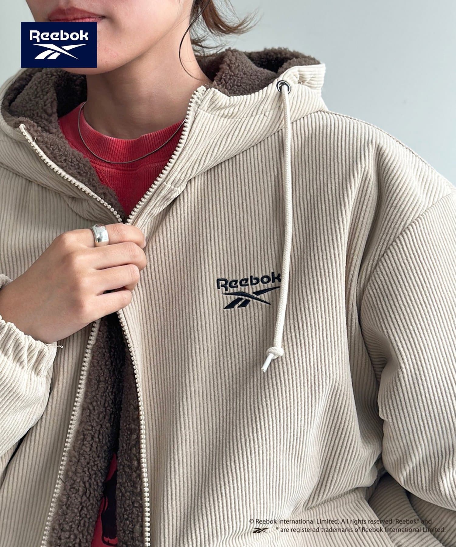 CPCM(シーピーシーエム) 【Reebok】裏ボアコーデュロイフードブルゾン