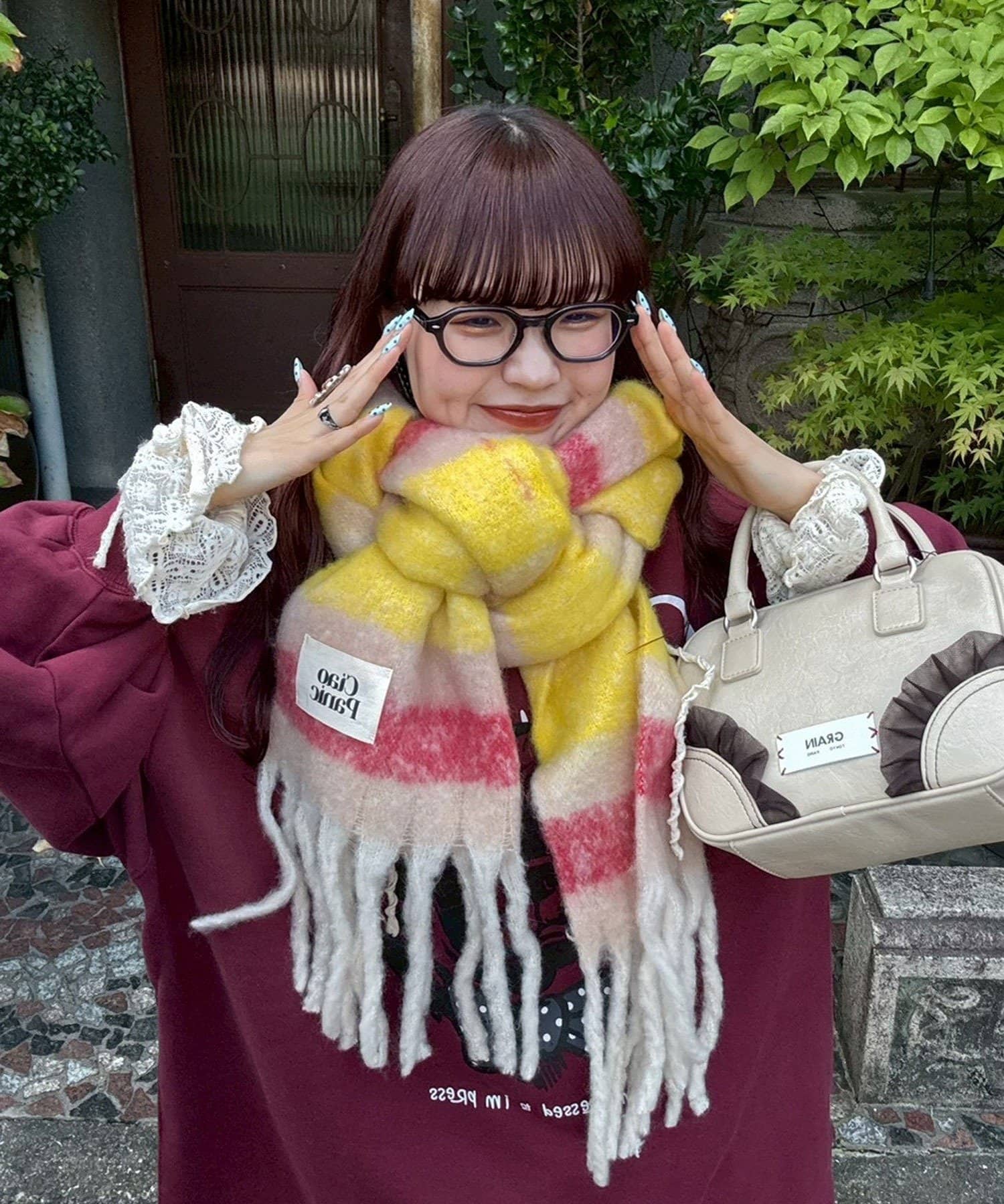 Ciaopanic】ボーダーアソートフリンジボリュームマフラー | OUTLET