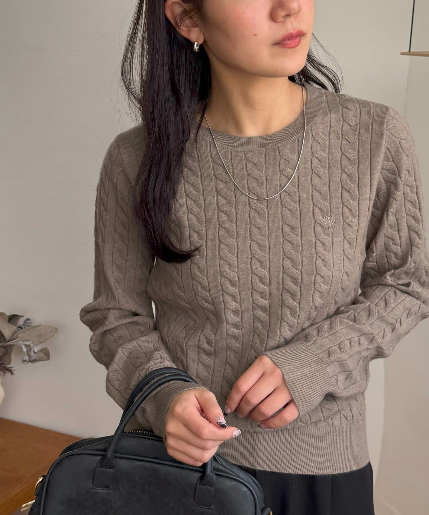 DISCOAT(ディスコート) 【WEB限定】モチモチケーブル刺繍ロゴプルオーバー