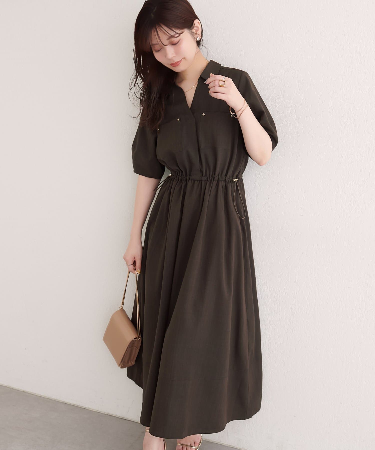 natural couture(ナチュラルクチュール) お上品ドロストスキッパーワンピース