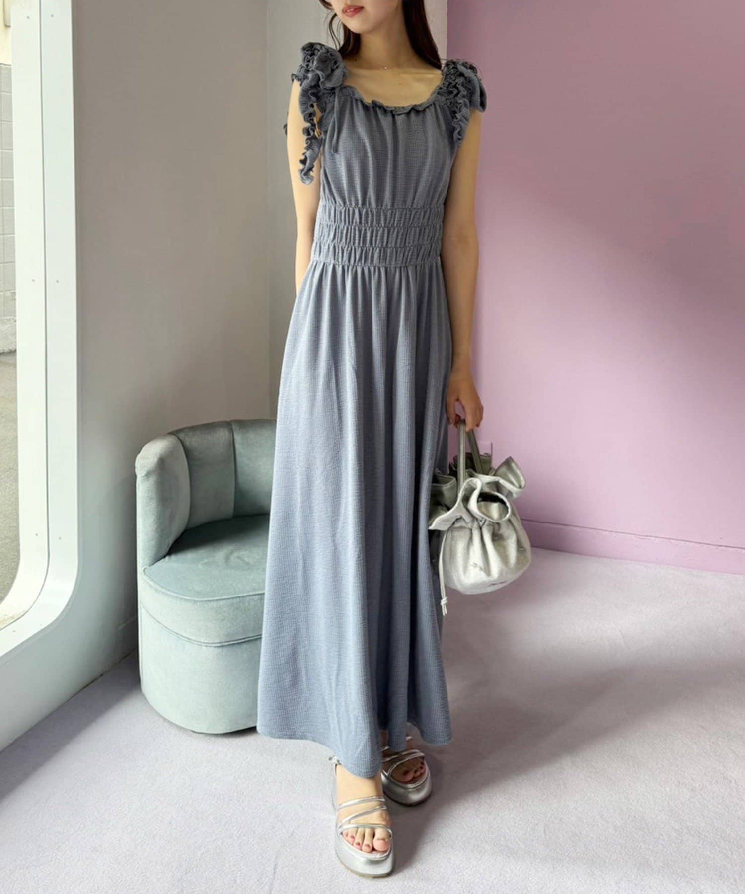 NICE CLAUP / OLIVE des OLIVE OUTLET(ナイスクラップ  / オリーブ デ オリーブ アウトレット) 【one after another】フリルリボンキャミワンピース