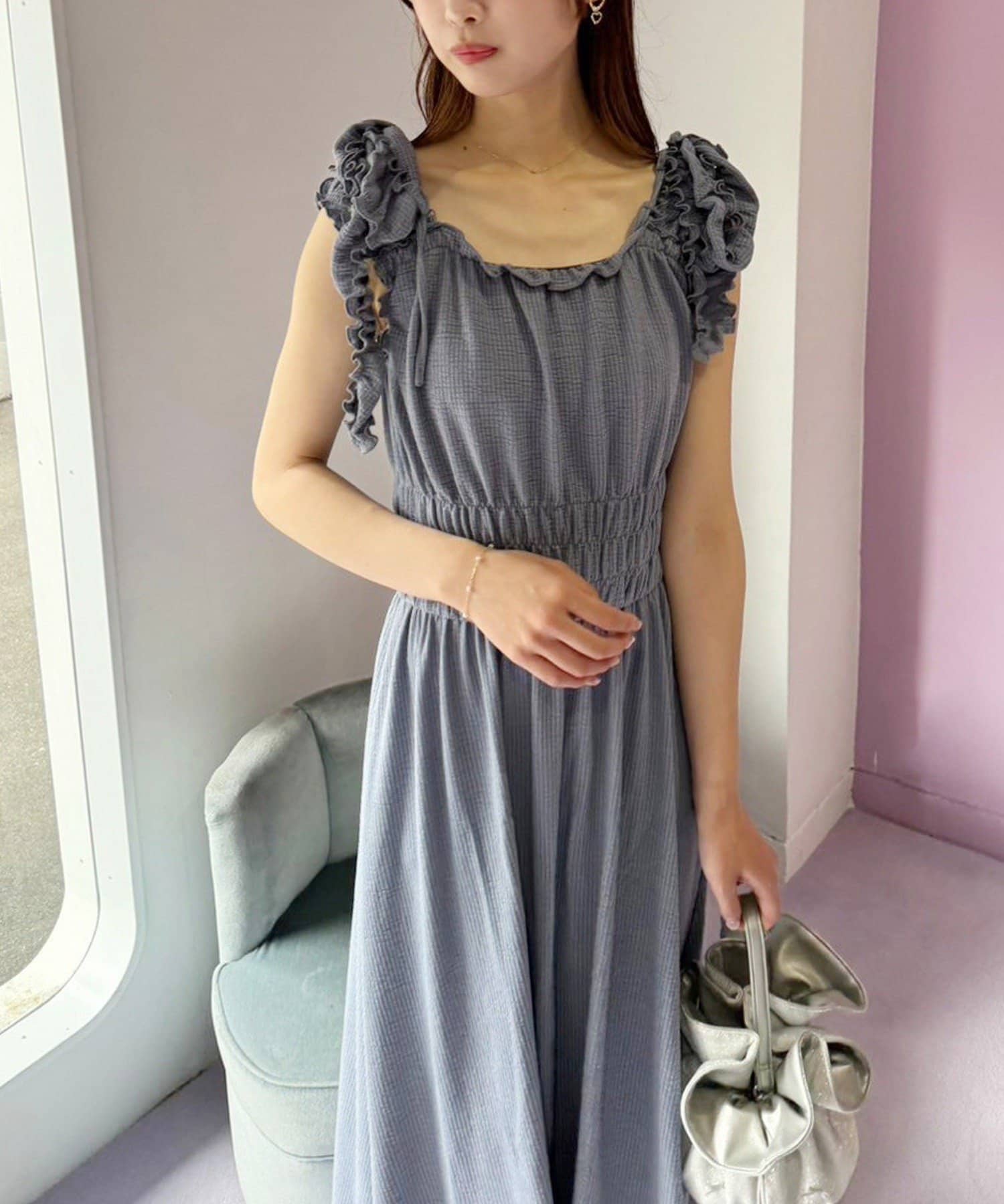 NICE CLAUP / OLIVE des OLIVE OUTLET(ナイスクラップ  / オリーブ デ オリーブ アウトレット) 【one after another】フリルリボンキャミワンピース