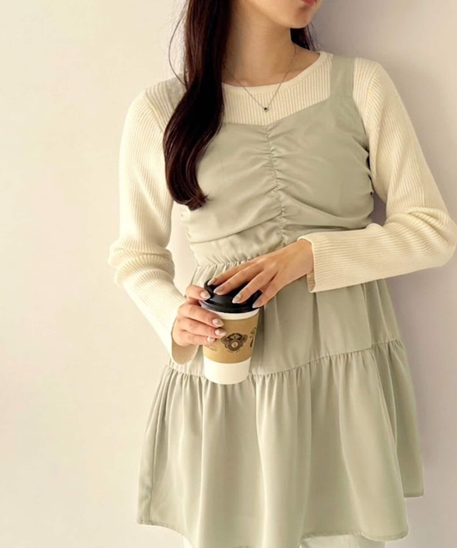 NICE CLAUP / OLIVE des OLIVE OUTLET(ナイスクラップ  / オリーブ デ オリーブ アウトレット) 【one after another】ティアードリボンショートワンピース
