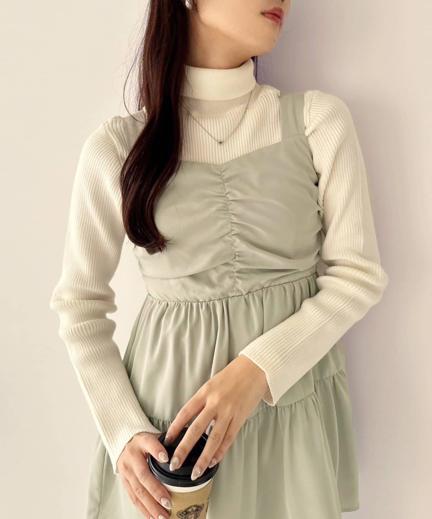 NICE CLAUP / OLIVE des OLIVE OUTLET(ナイスクラップ  / オリーブ デ オリーブ アウトレット) 【one after another】ティアードリボンショートワンピース