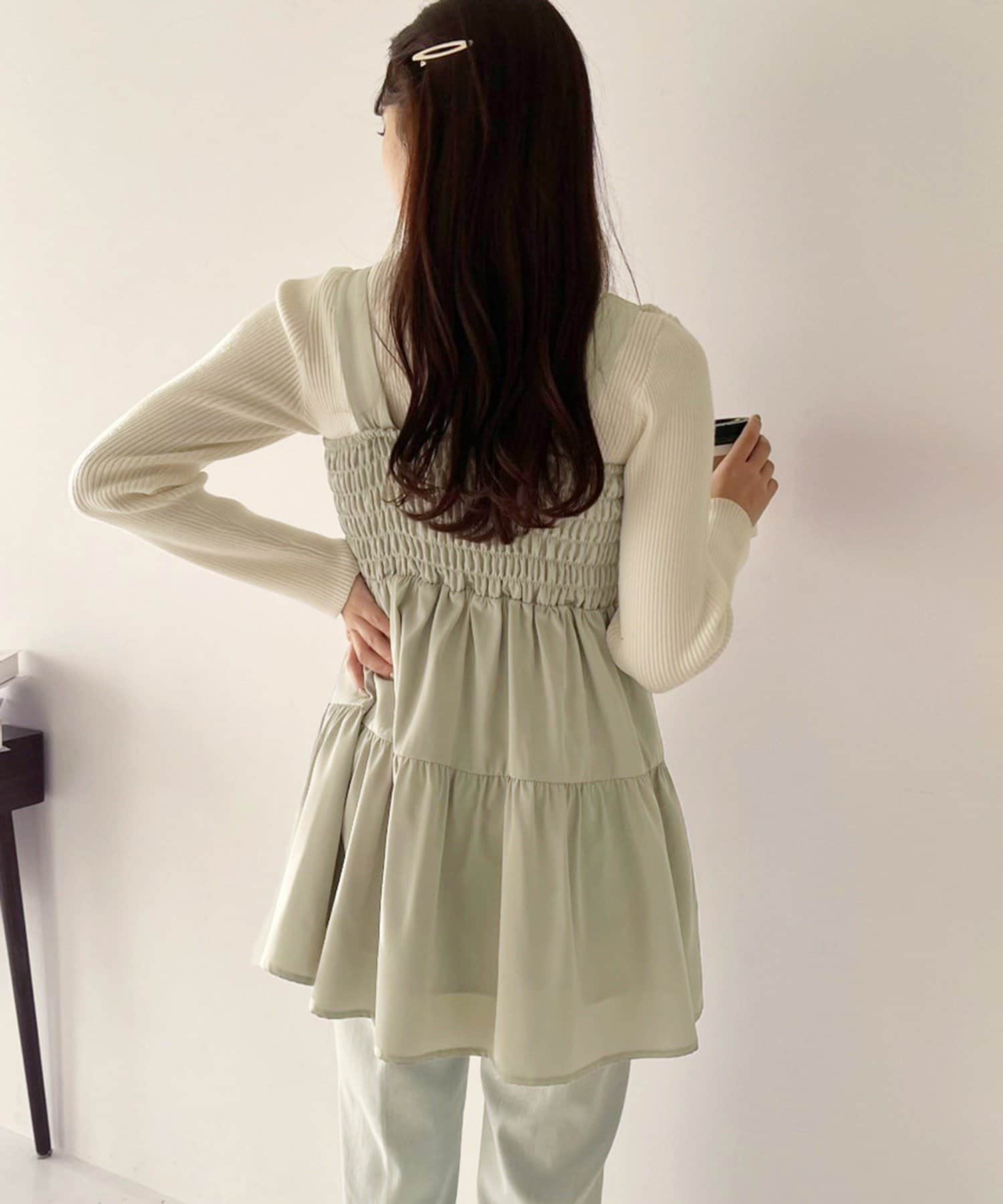 NICE CLAUP / OLIVE des OLIVE OUTLET(ナイスクラップ  / オリーブ デ オリーブ アウトレット) 【one after another】ティアードリボンショートワンピース