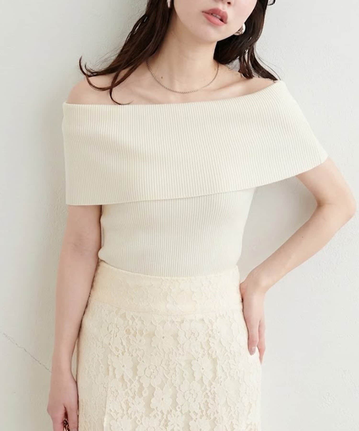 NICE CLAUP / OLIVE des OLIVE OUTLET(ナイスクラップ  / オリーブ デ オリーブ アウトレット) 【natural couture】オフショルノースリプルオーバー