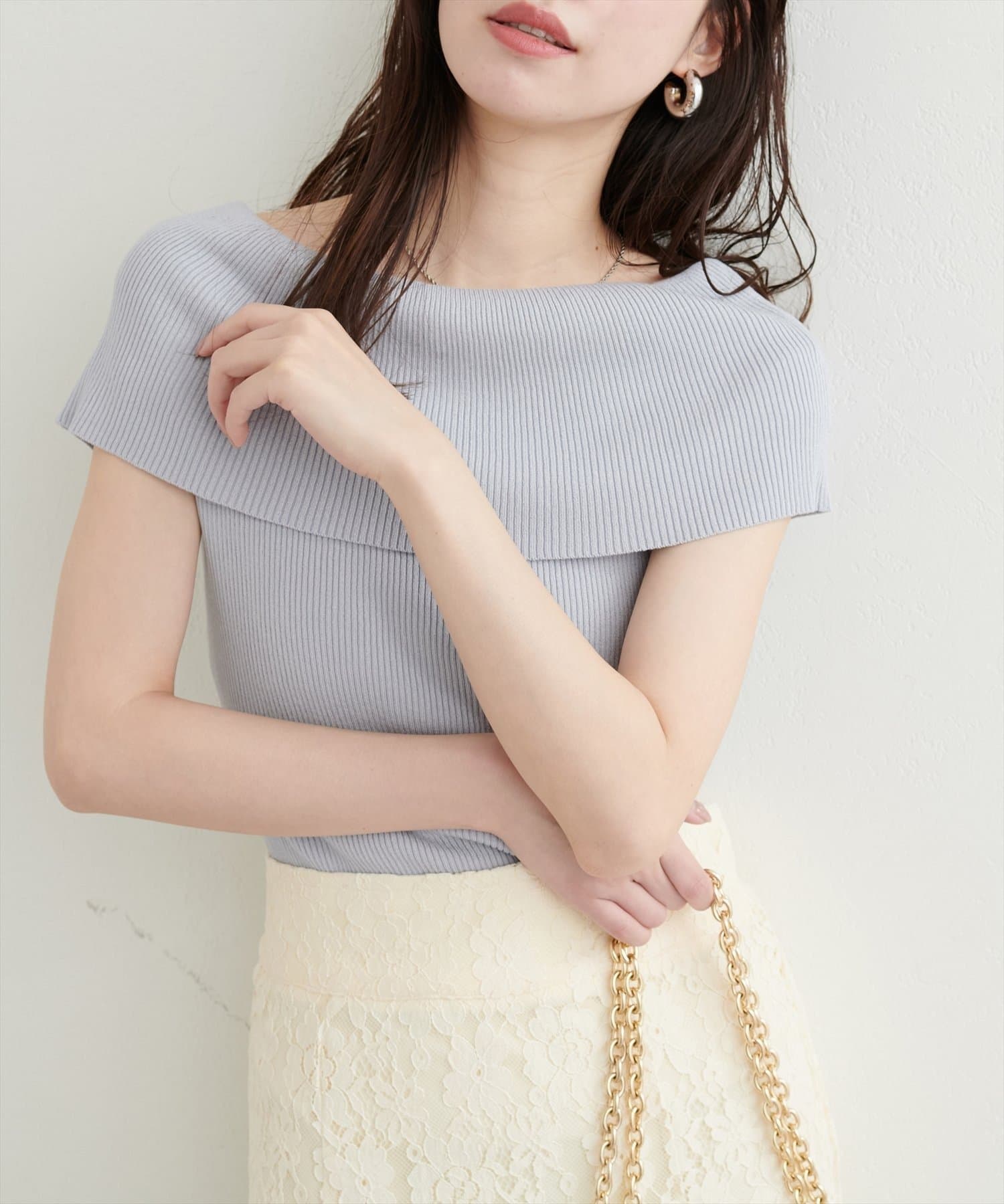 NICE CLAUP / OLIVE des OLIVE OUTLET(ナイスクラップ  / オリーブ デ オリーブ アウトレット) 【natural couture】オフショルノースリプルオーバー
