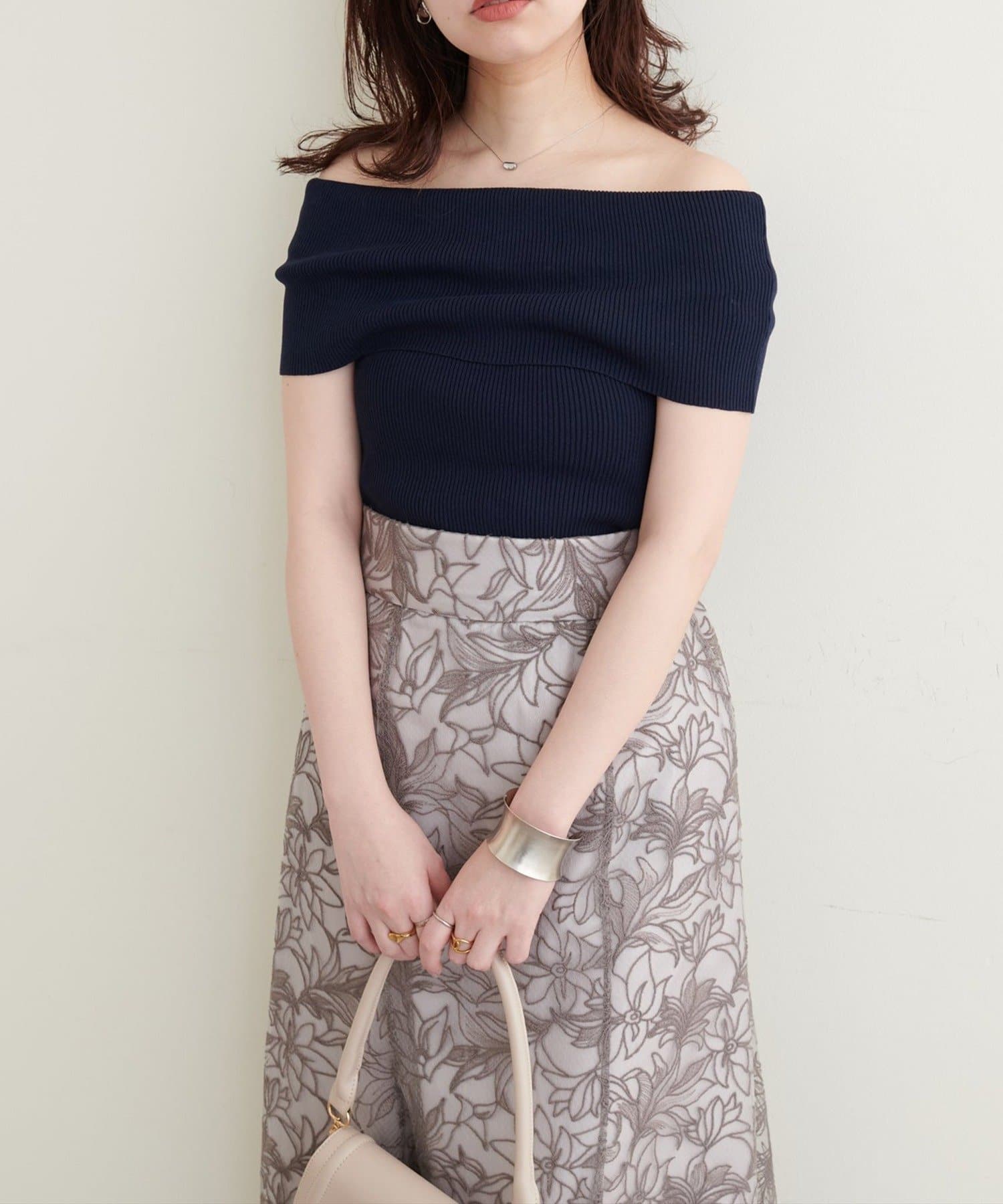 NICE CLAUP / OLIVE des OLIVE OUTLET(ナイスクラップ  / オリーブ デ オリーブ アウトレット) 【natural couture】オフショルノースリプルオーバー